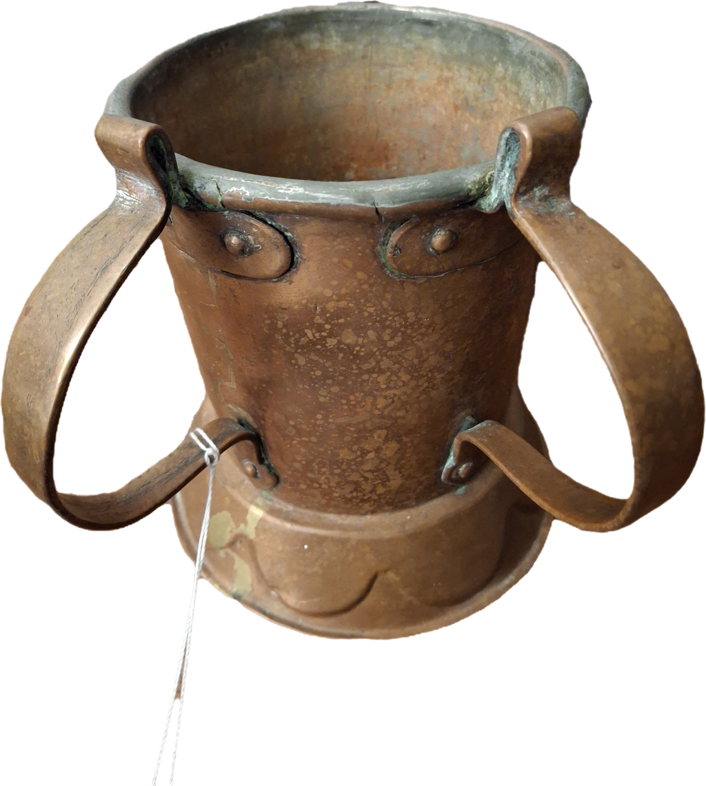 Very Rare Antique Early 1800s Russian Copper Netilat Yadayim Washing Cup with Unique Base - Jewish Ritual Vessel