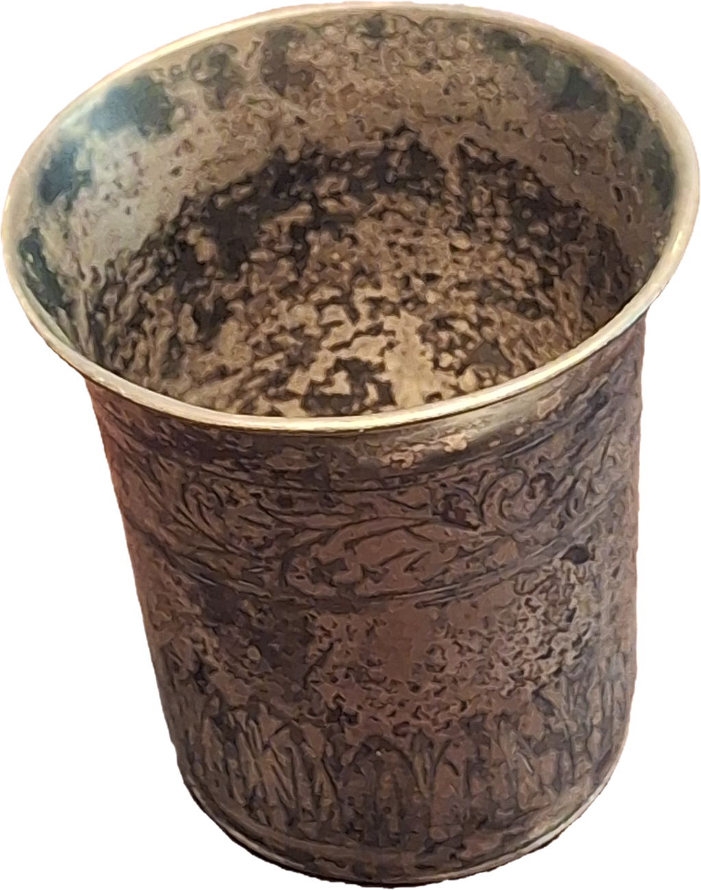 Antique 1821 European Silver Kiddush Cup Beaker - 12 Loth Hallmarked, Floral