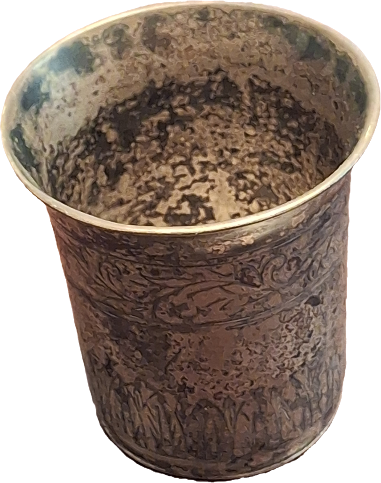 Antique 1821 European Silver Kiddush Cup Beaker - 12 Loth Hallmarked, Floral