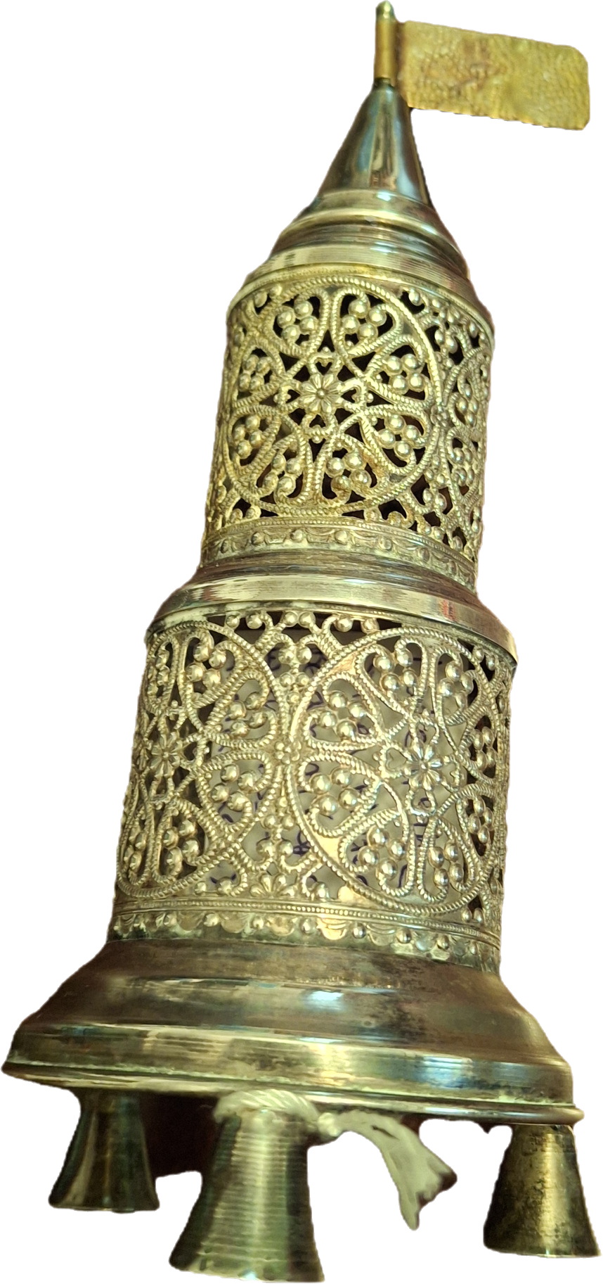 Vintage Judaica Havdalah Besamim Spice Tower - Silver Plated, Filigree, Hebrew Collectible