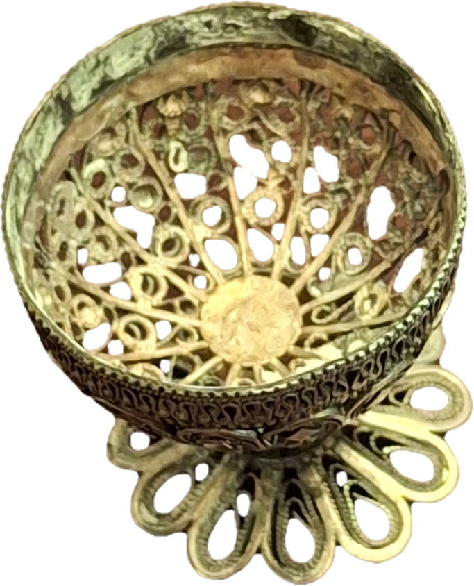 Antique Filigree Silver Besamim Spice Box with Turquoise Stone - 19th Century Judaica