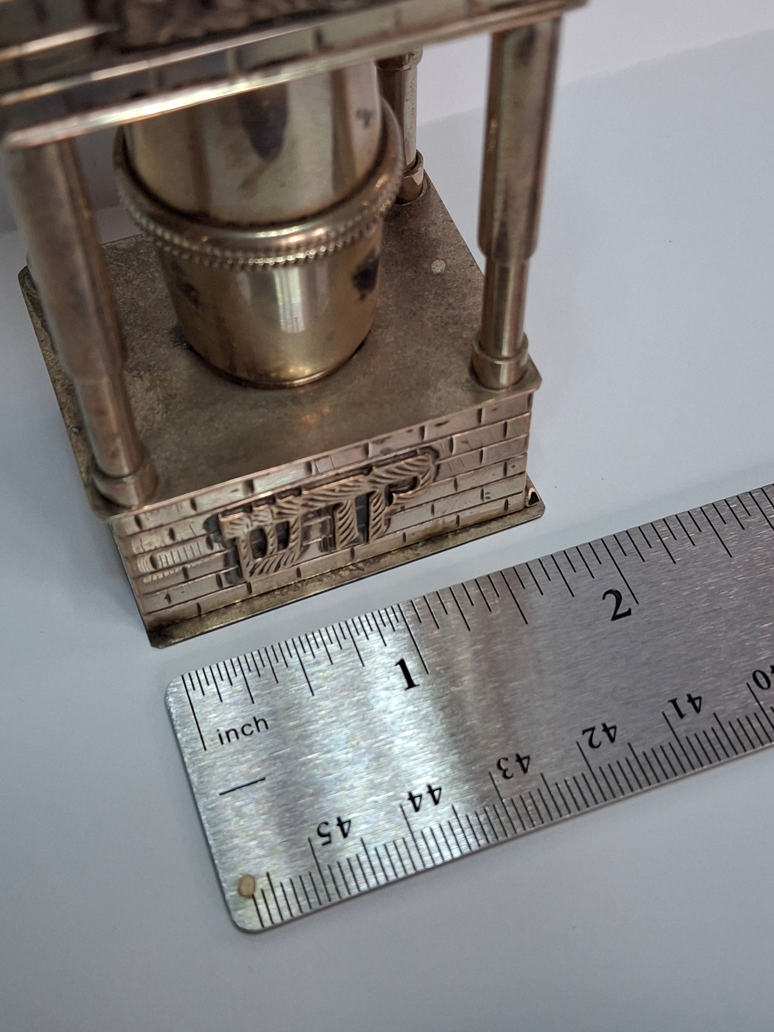 Mid Century 925 Sterling Silver Brick House Travel Full Havdalah Set - Israeli Judaica Besamim, Kiddush Cup & Candle Holder (4.8 oz)