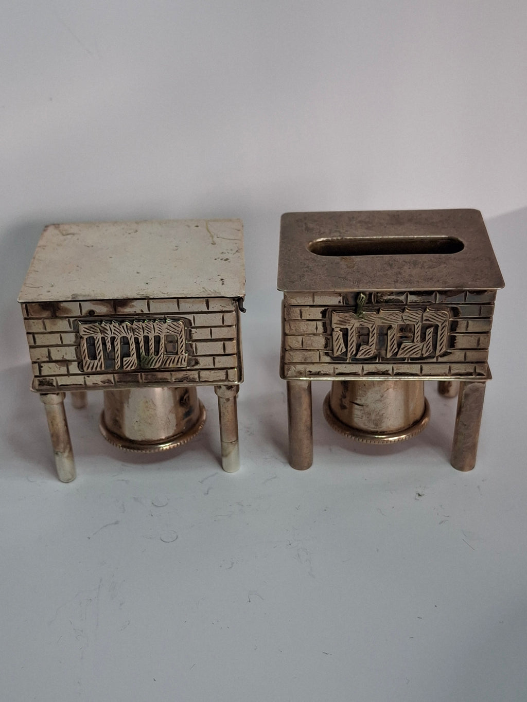 Mid Century 925 Sterling Silver Brick House Travel Full Havdalah Set - Israeli Judaica Besamim, Kiddush Cup & Candle Holder (4.8 oz)