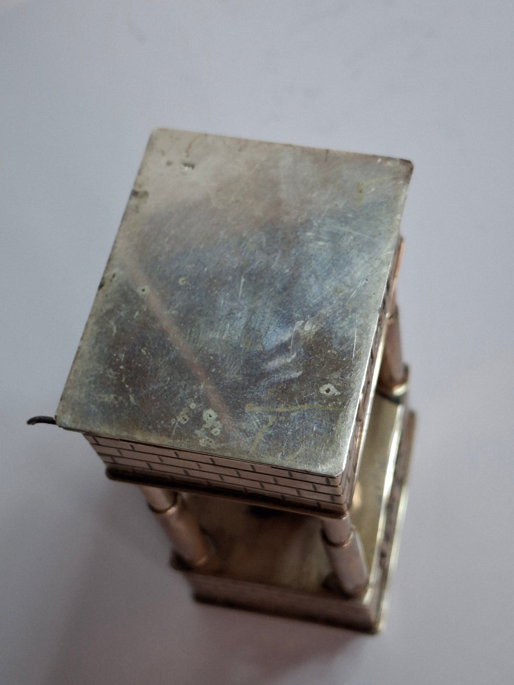 Mid Century 925 Sterling Silver Brick House Travel Full Havdalah Set - Israeli Judaica Besamim, Kiddush Cup & Candle Holder (4.8 oz)