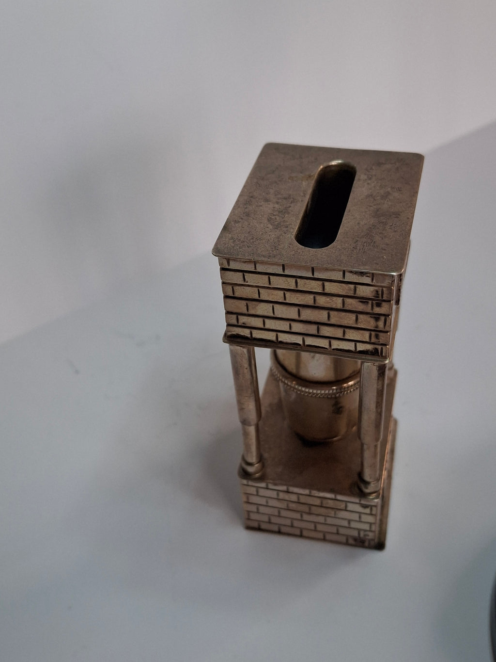 Mid Century 925 Sterling Silver Brick House Travel Full Havdalah Set - Israeli Judaica Besamim, Kiddush Cup & Candle Holder (4.8 oz)