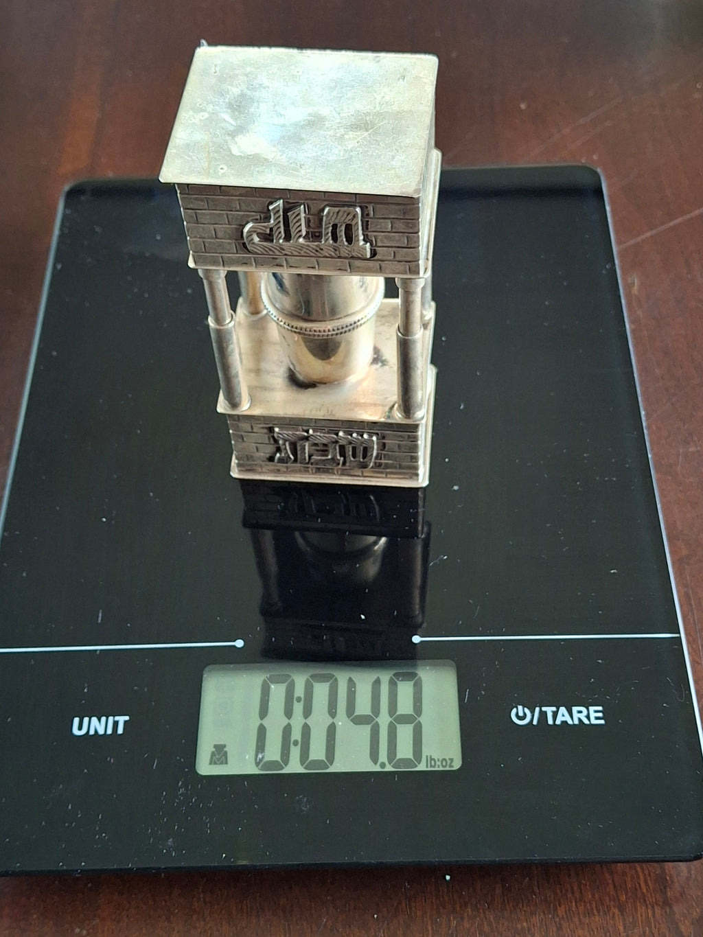 Mid Century 925 Sterling Silver Brick House Travel Full Havdalah Set - Israeli Judaica Besamim, Kiddush Cup & Candle Holder (4.8 oz)