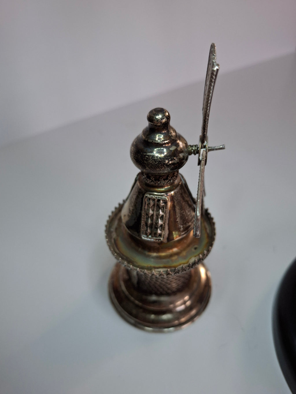 Vintage 925 Sterling Silver Judaica Besamim Windmill Spice Box - Mid-20th Century