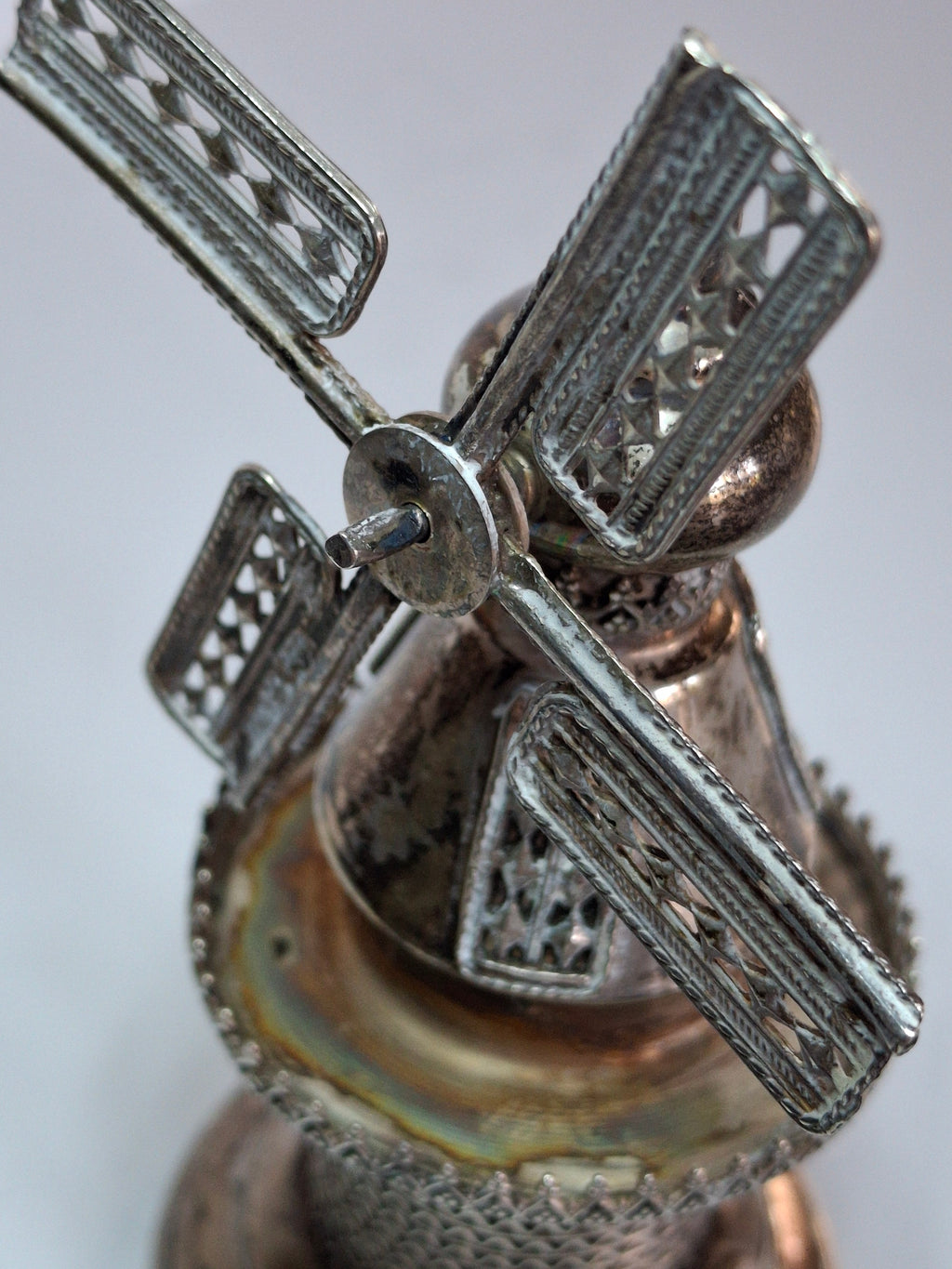 Vintage 925 Sterling Silver Judaica Besamim Windmill Spice Box - Mid-20th Century
