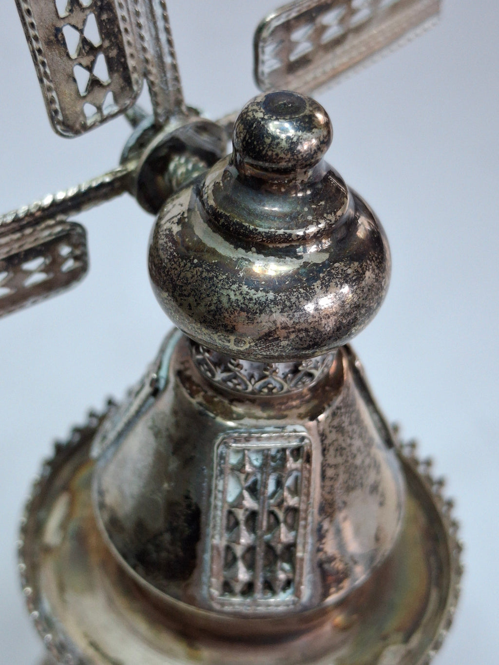 Vintage 925 Sterling Silver Judaica Besamim Windmill Spice Box - Mid-20th Century