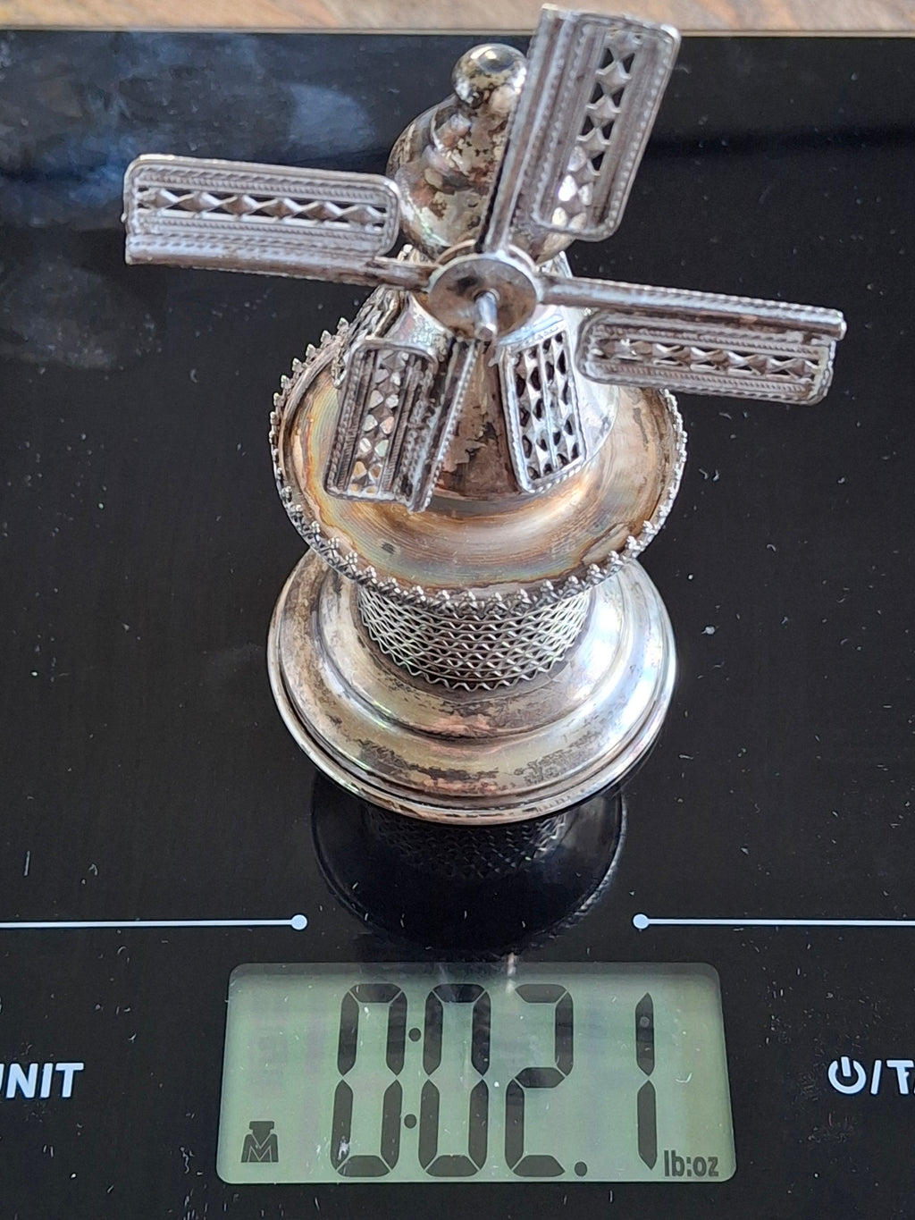 Vintage 925 Sterling Silver Judaica Besamim Windmill Spice Box - Mid-20th Century