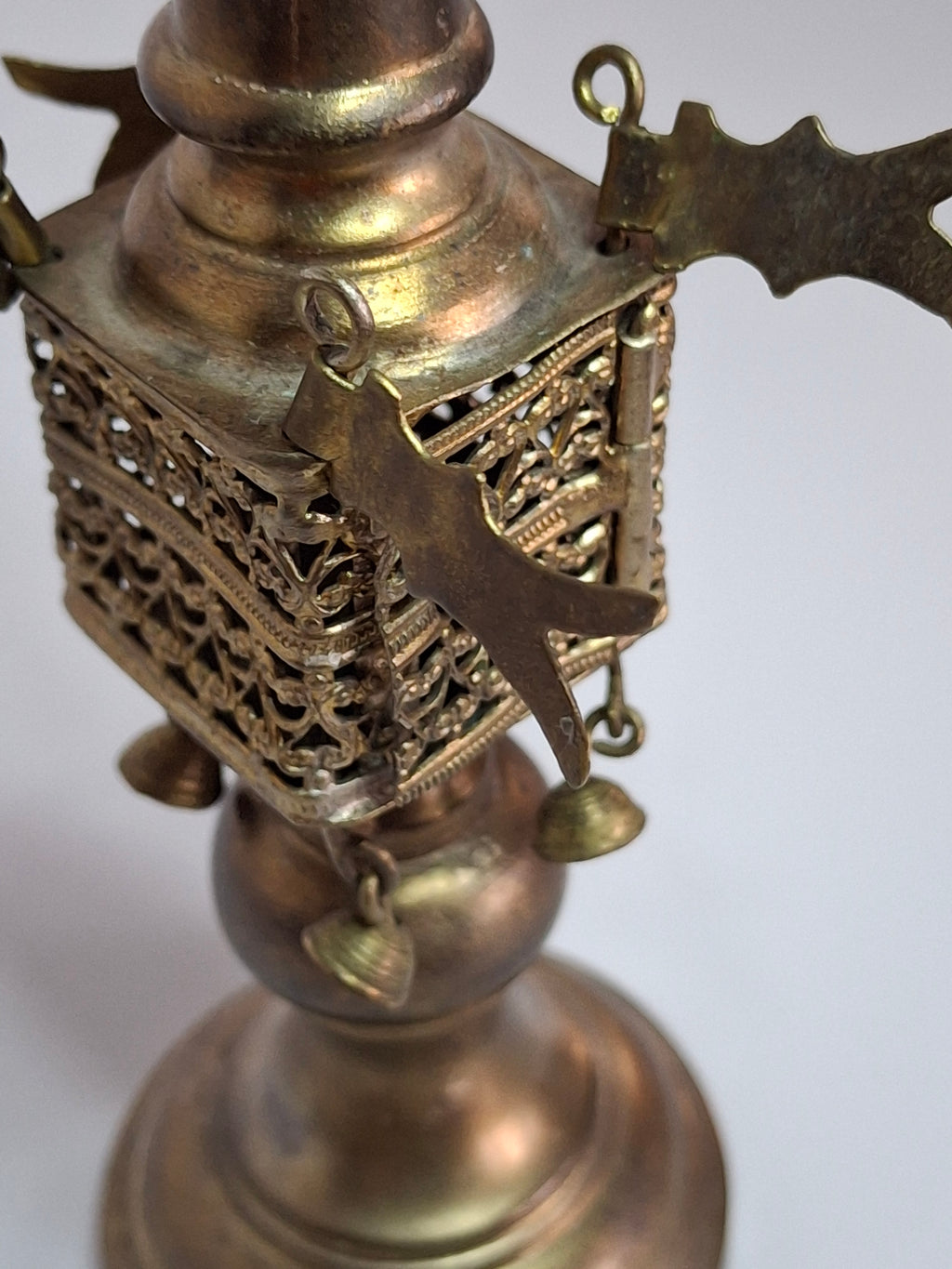 Vintage 1950s Israeli Bronze Besamim Spice Tower Box - Judaica Havdalah