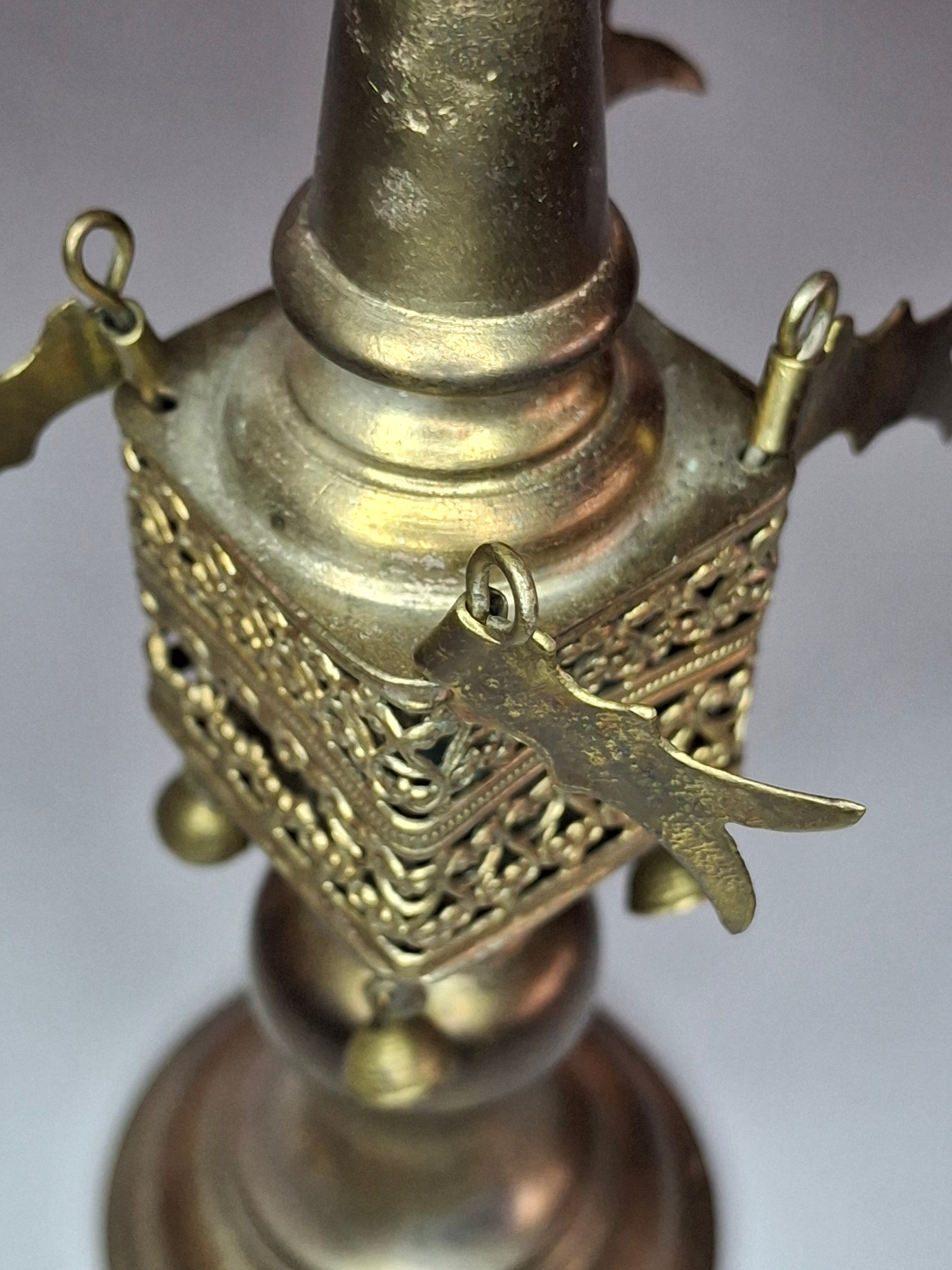 Vintage 1950s Israeli Bronze Besamim Spice Tower Box - Judaica Havdalah