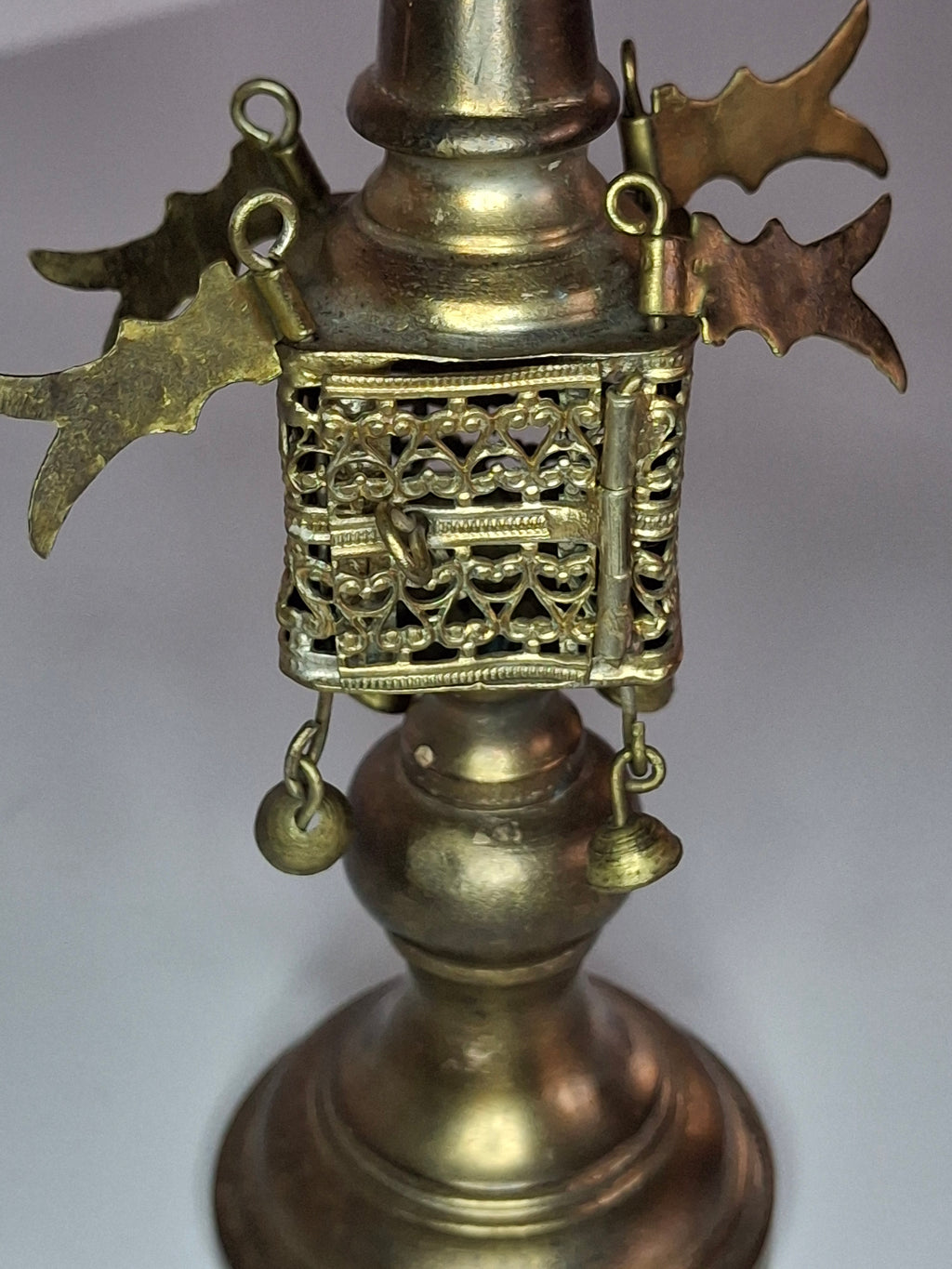 Vintage 1950s Israeli Bronze Besamim Spice Tower Box - Judaica Havdalah