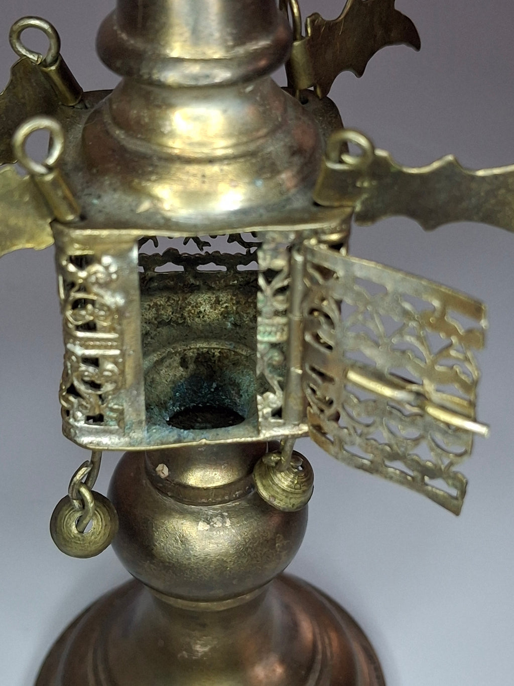 Vintage 1950s Israeli Bronze Besamim Spice Tower Box - Judaica Havdalah