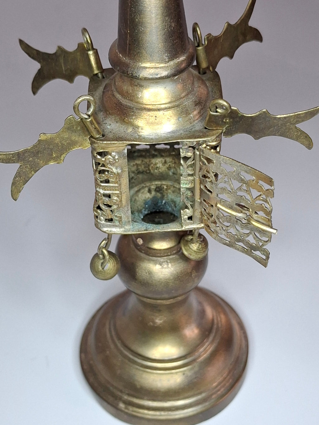Vintage 1950s Israeli Bronze Besamim Spice Tower Box - Judaica Havdalah