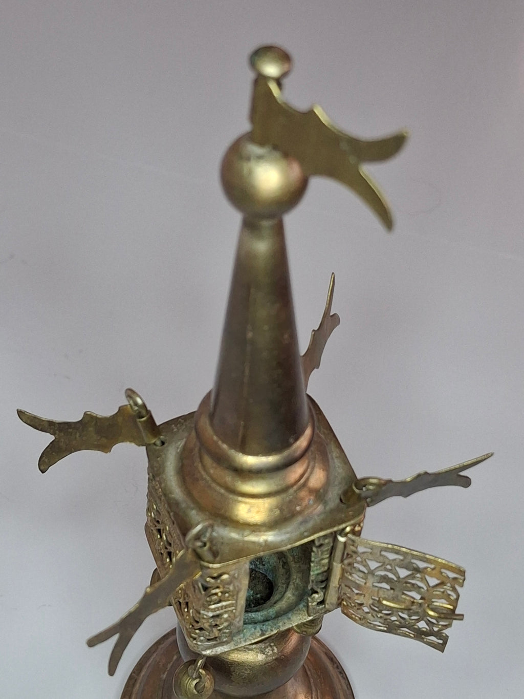 Vintage 1950s Israeli Bronze Besamim Spice Tower Box - Judaica Havdalah
