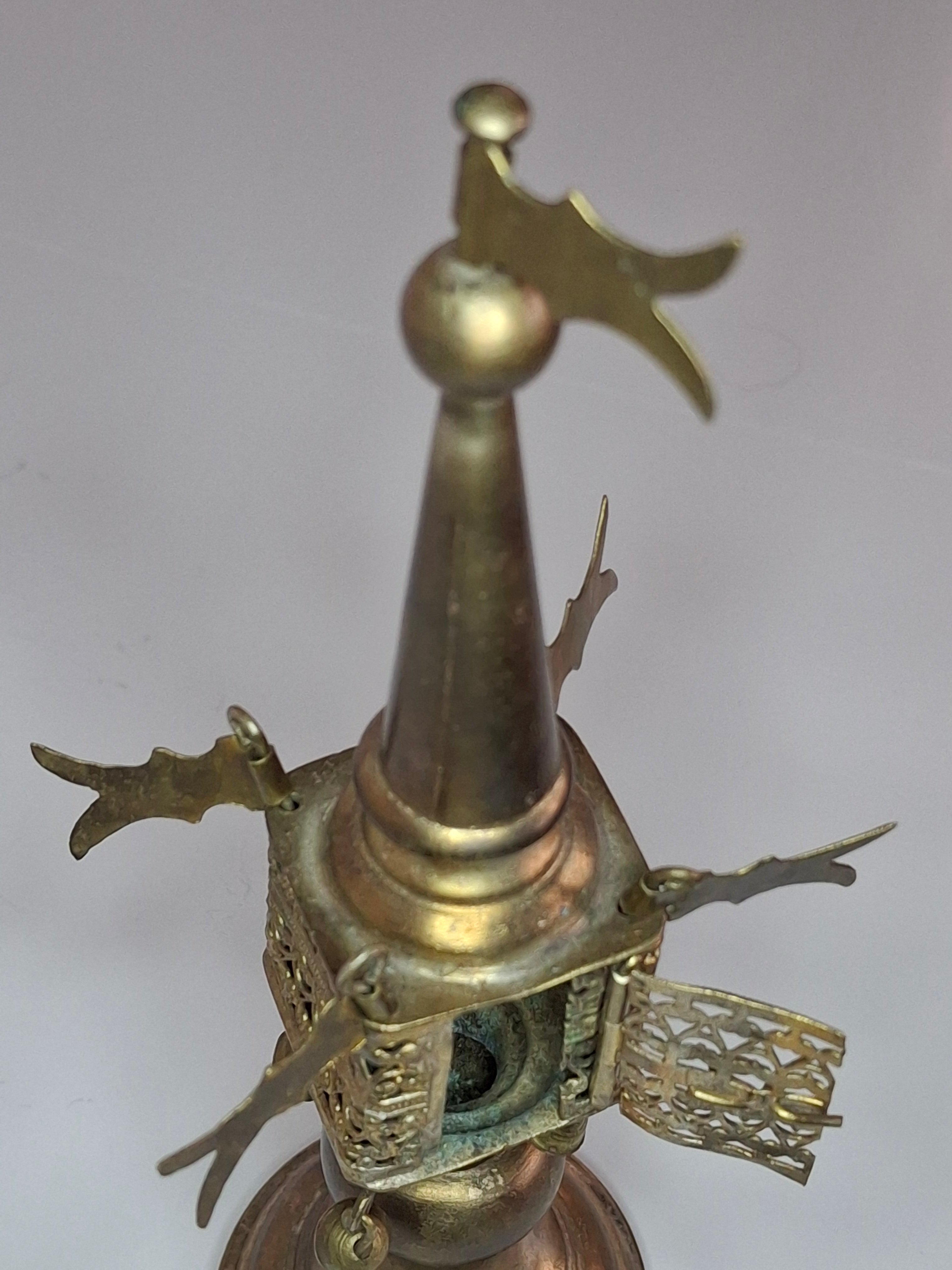 Vintage 1950s Israeli Bronze Besamim Spice Tower Box - Judaica Havdalah