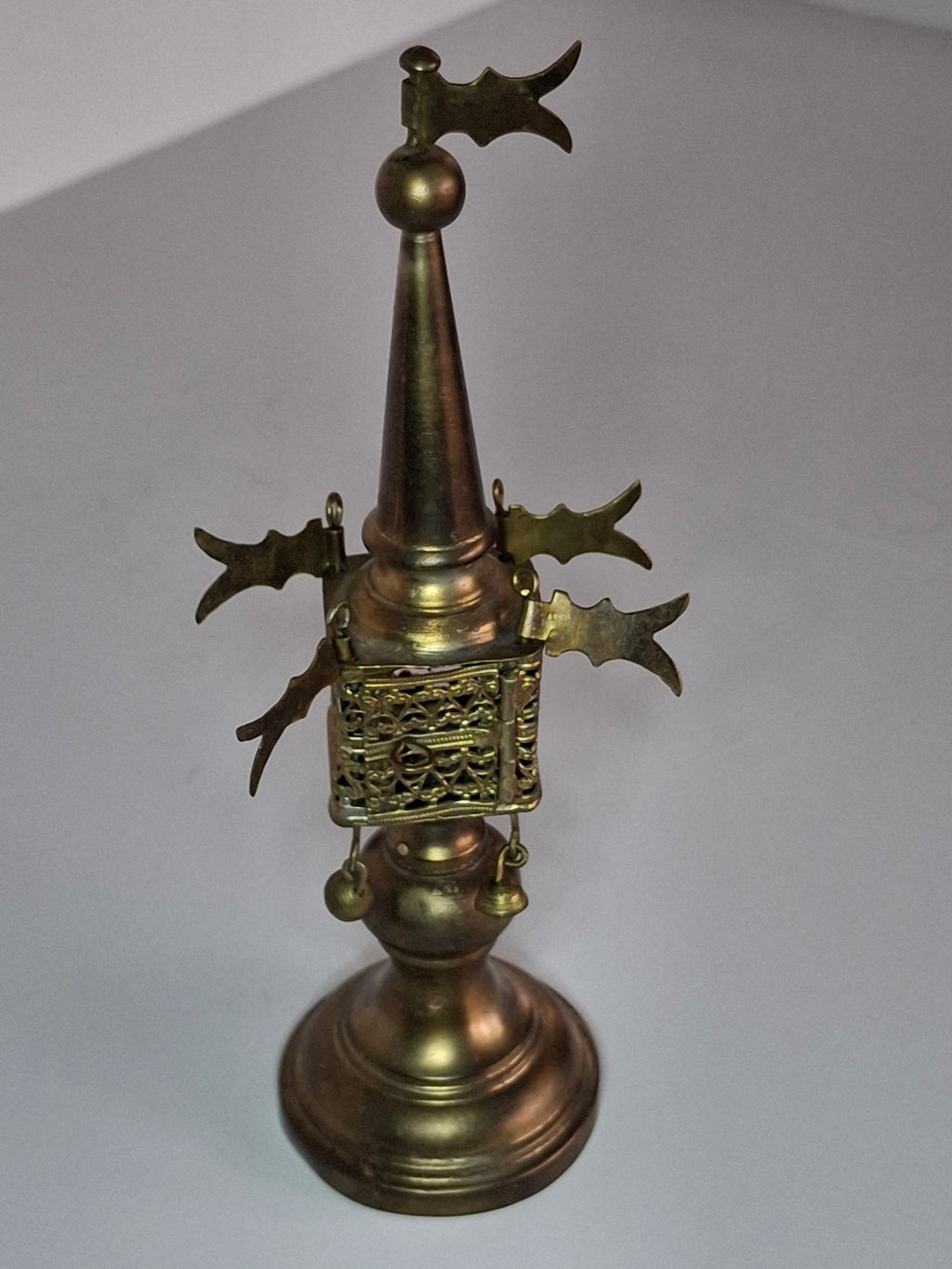 Vintage 1950s Israeli Bronze Besamim Spice Tower Box - Judaica Havdalah