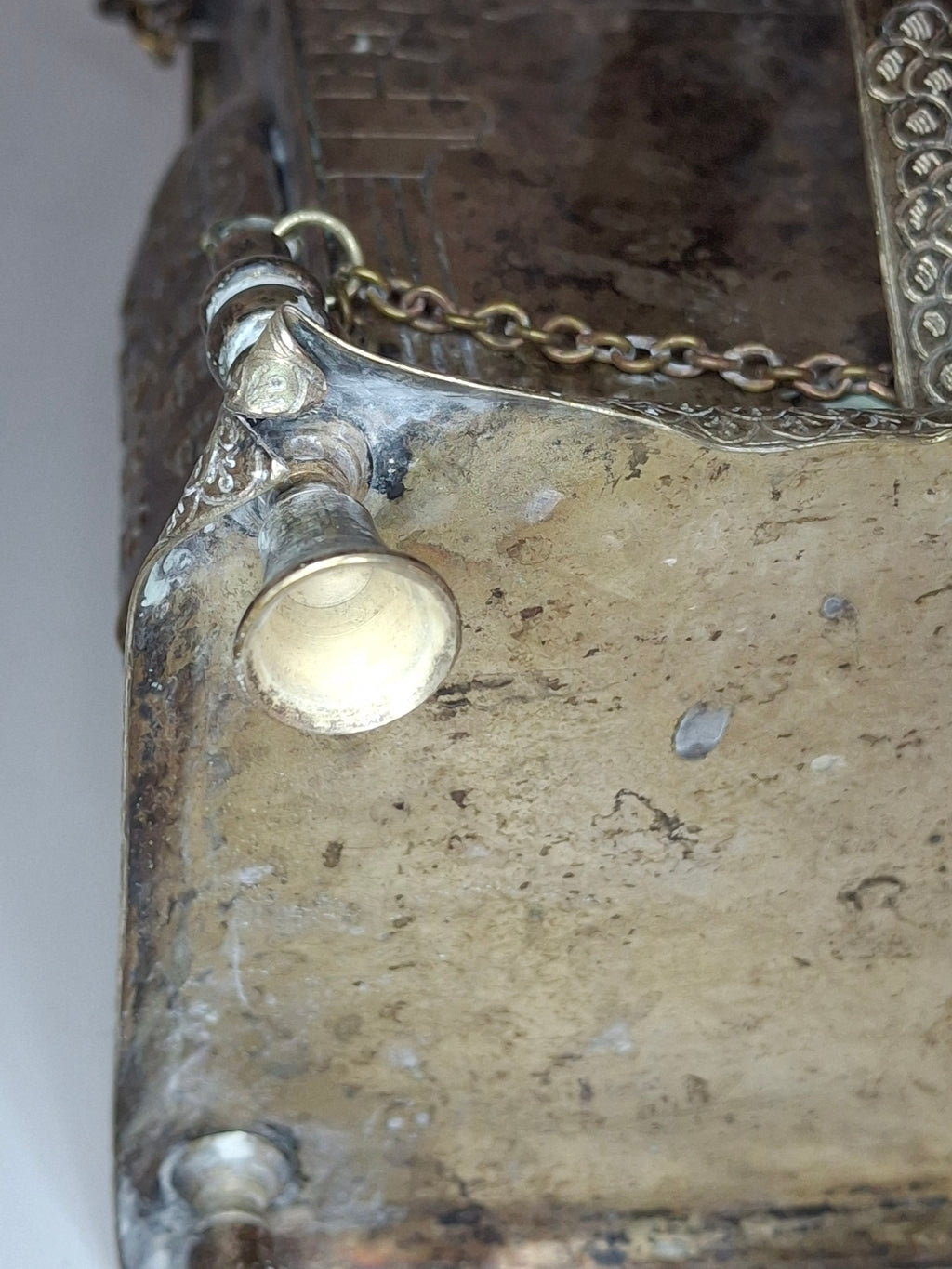 Beautiful and Rare Antique Tzedakah Charity Box Synagogue Shape - Silver Plated, Ten Commandments, Menorah, Hebrew Inscriptions