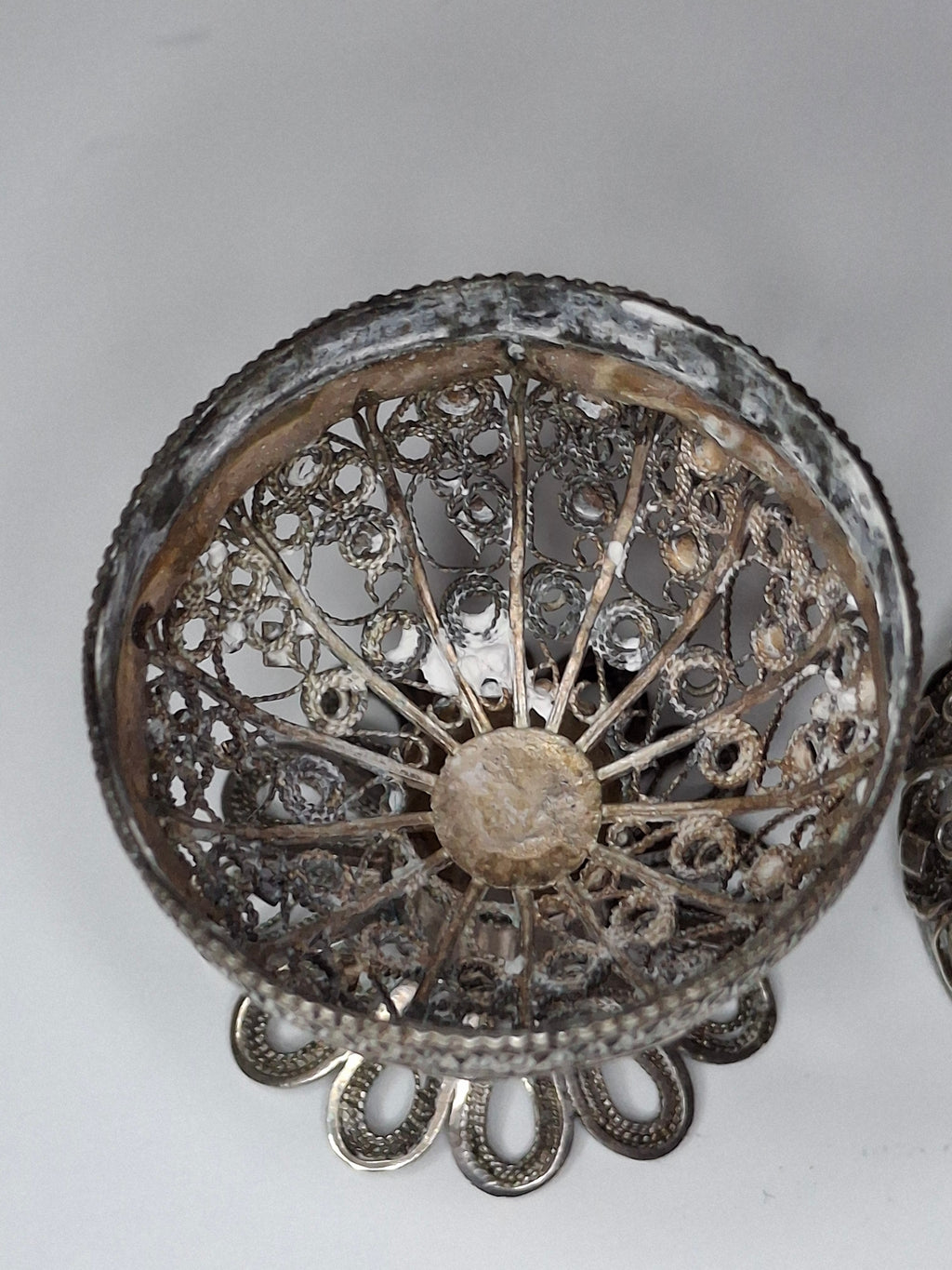 Antique Filigree Silver Besamim Spice Box with Turquoise Stone - 19th Century Judaica