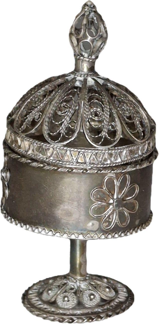 Antique Bezalel Jerusalem .935 Silver Filigree Besamim Spice Box Judaica c.1920s Israel