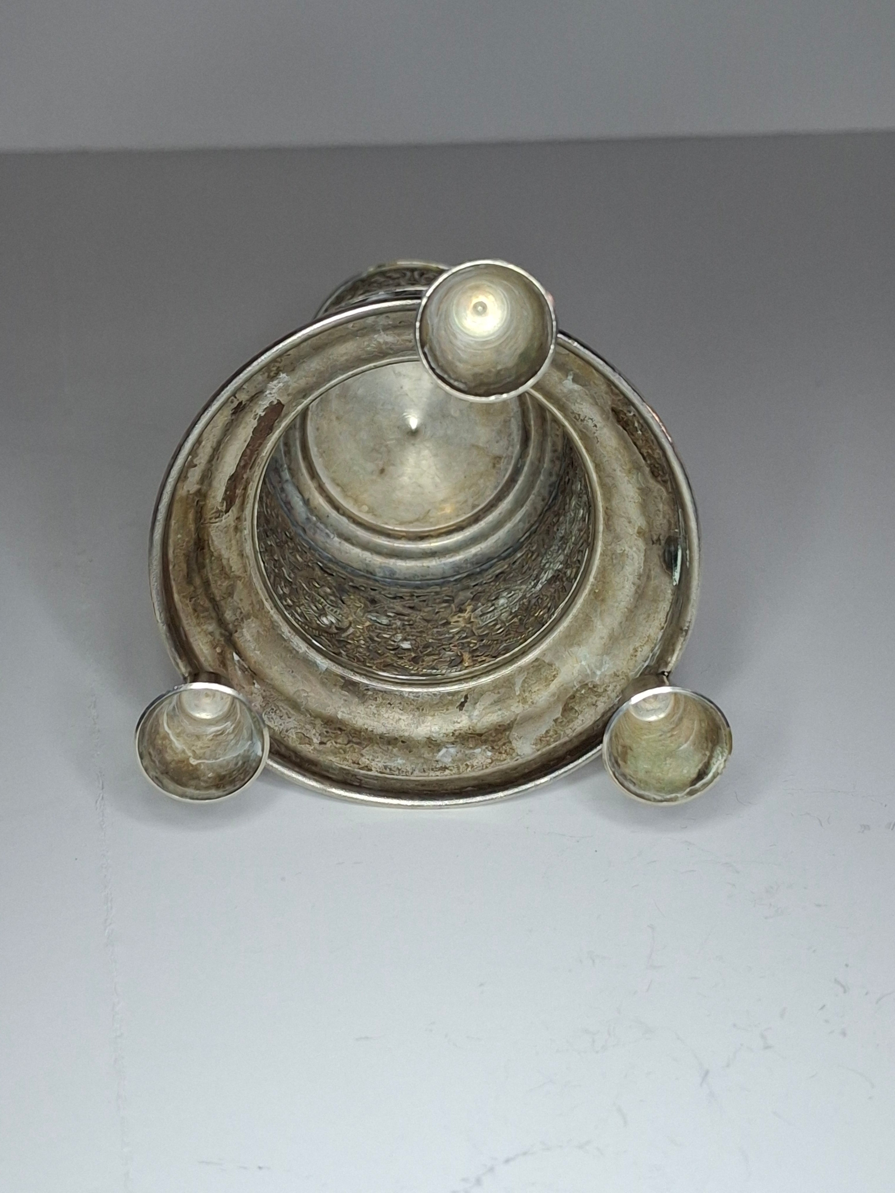 Vintage Judaica Havdalah Besamim Spice Tower - Silver Plated, Filigree, Hebrew Collectible