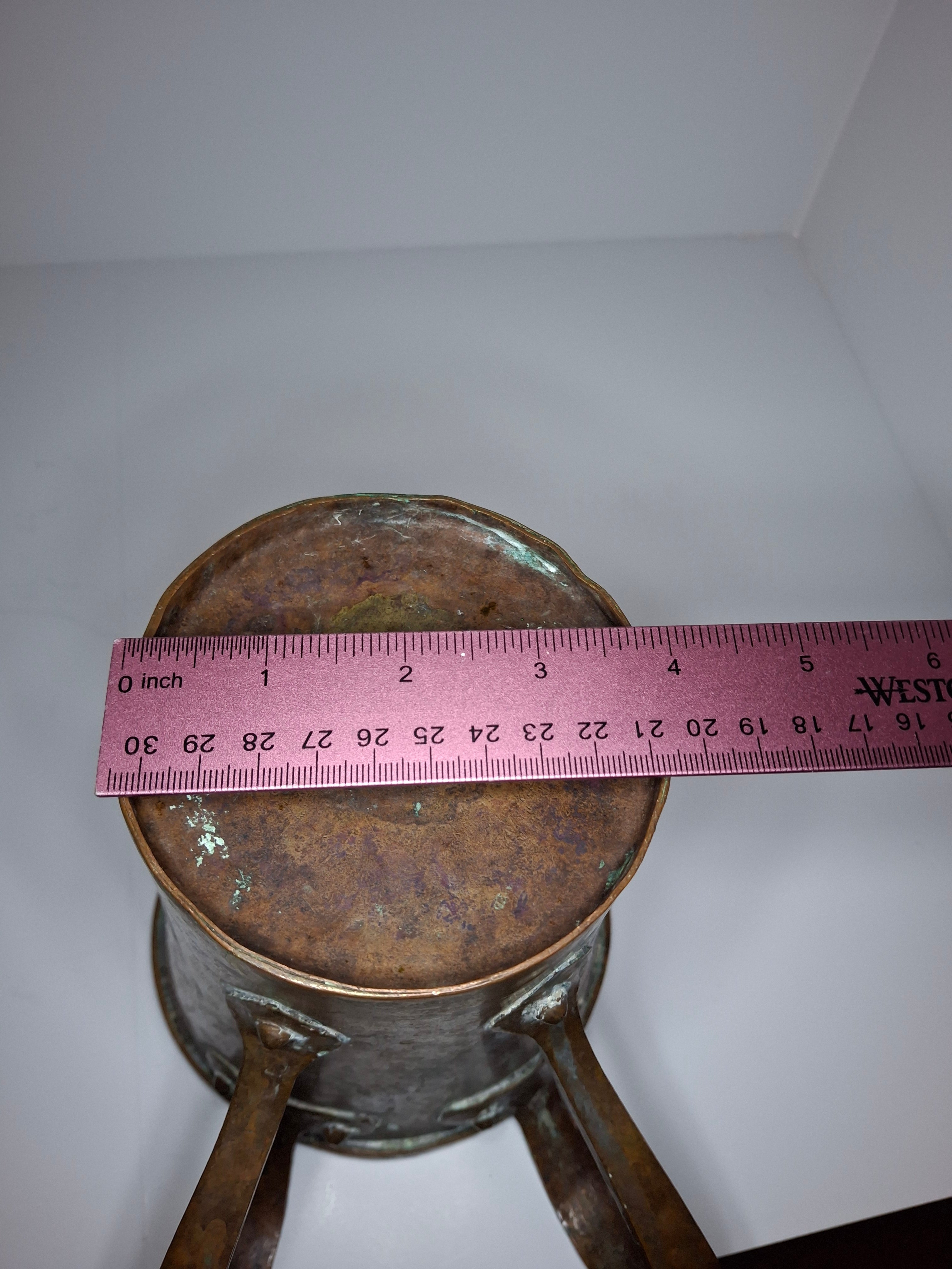 Antique 19th Century Eastern European Copper Netilat Yadayim Cup – Large Ritual Hand Washing Vessel w/ Original Patina