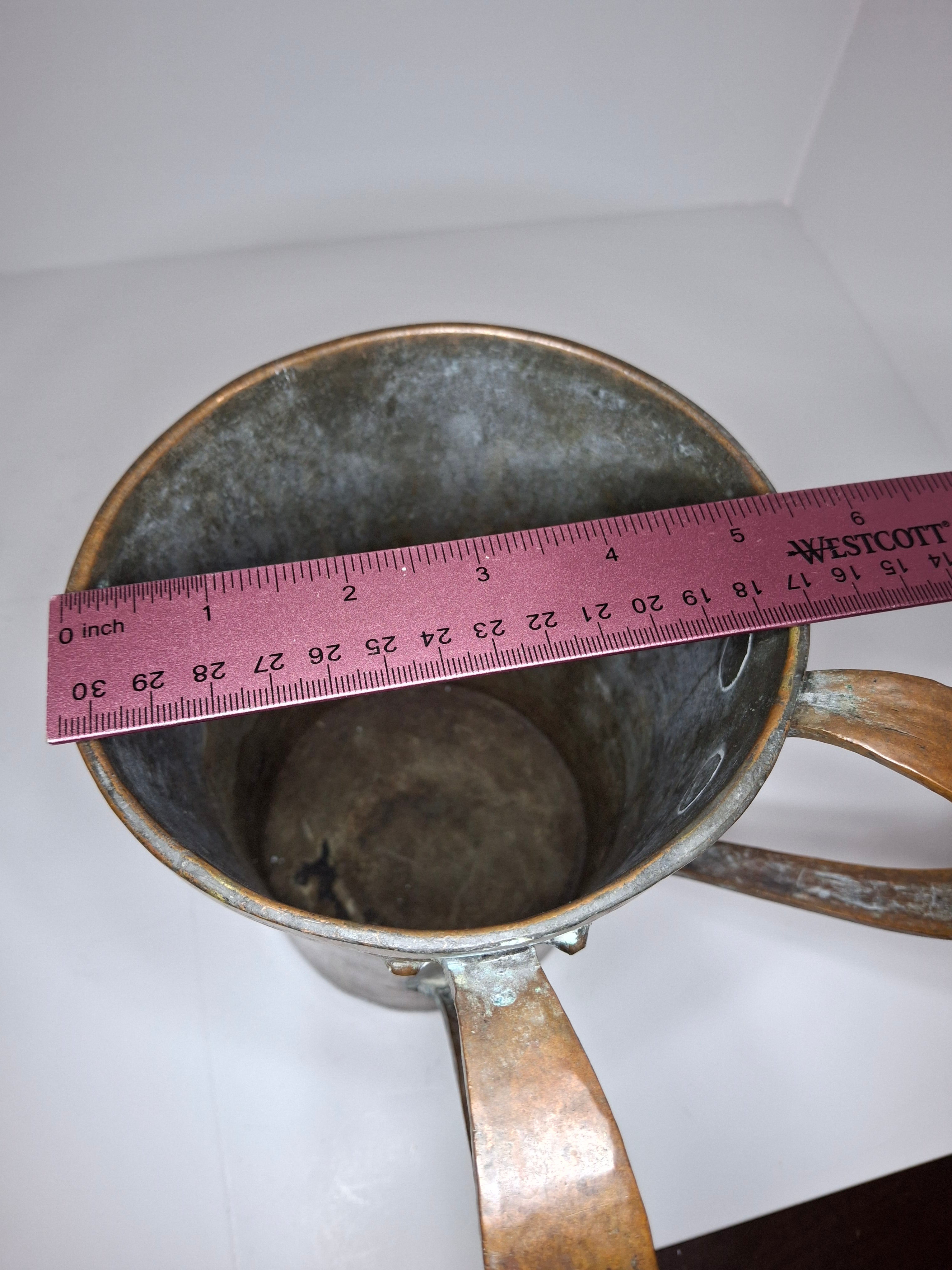 Antique 19th Century Eastern European Copper Netilat Yadayim Cup – Large Ritual Hand Washing Vessel w/ Original Patina