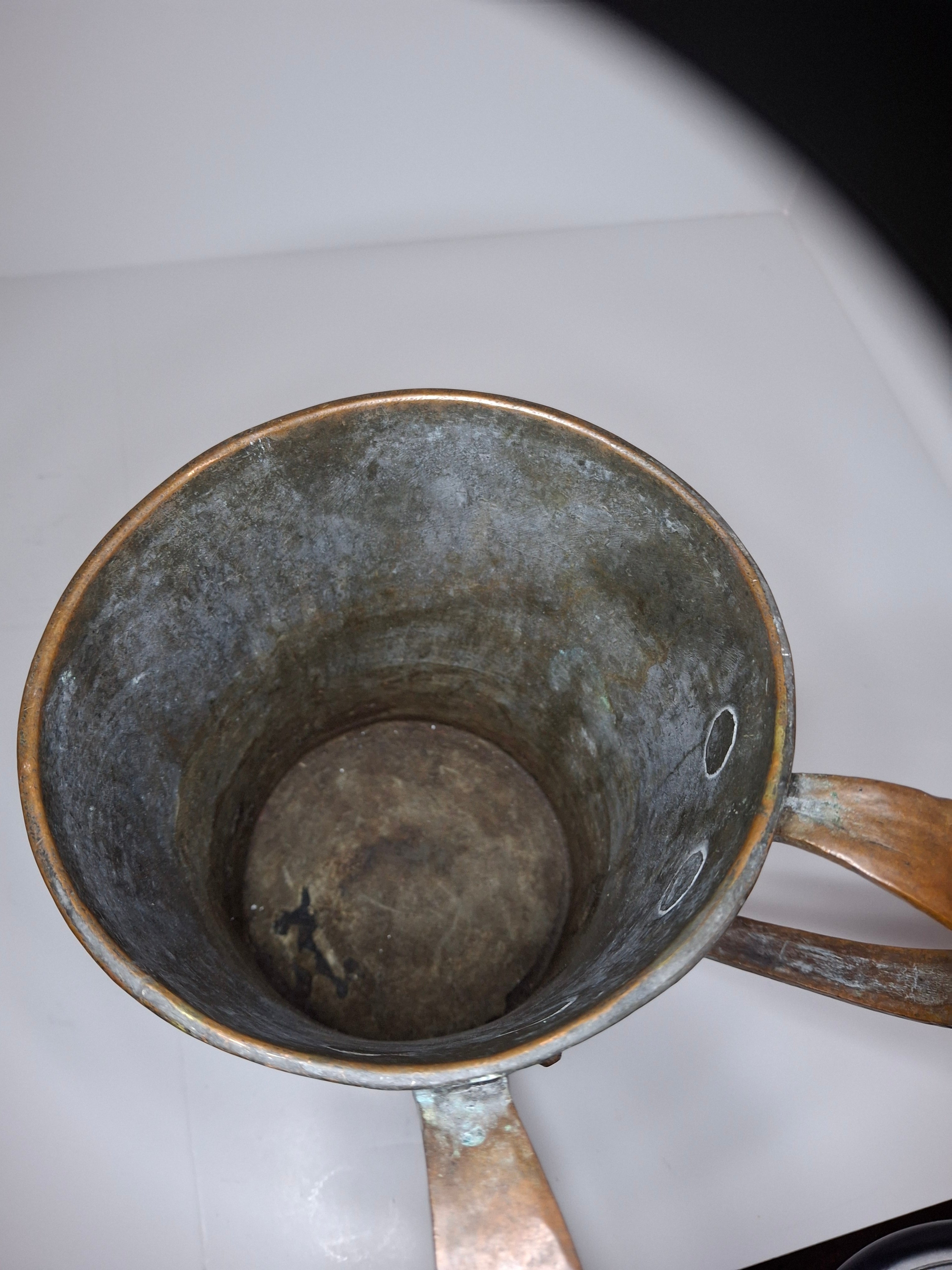 Antique 19th Century Eastern European Copper Netilat Yadayim Cup – Large Ritual Hand Washing Vessel w/ Original Patina