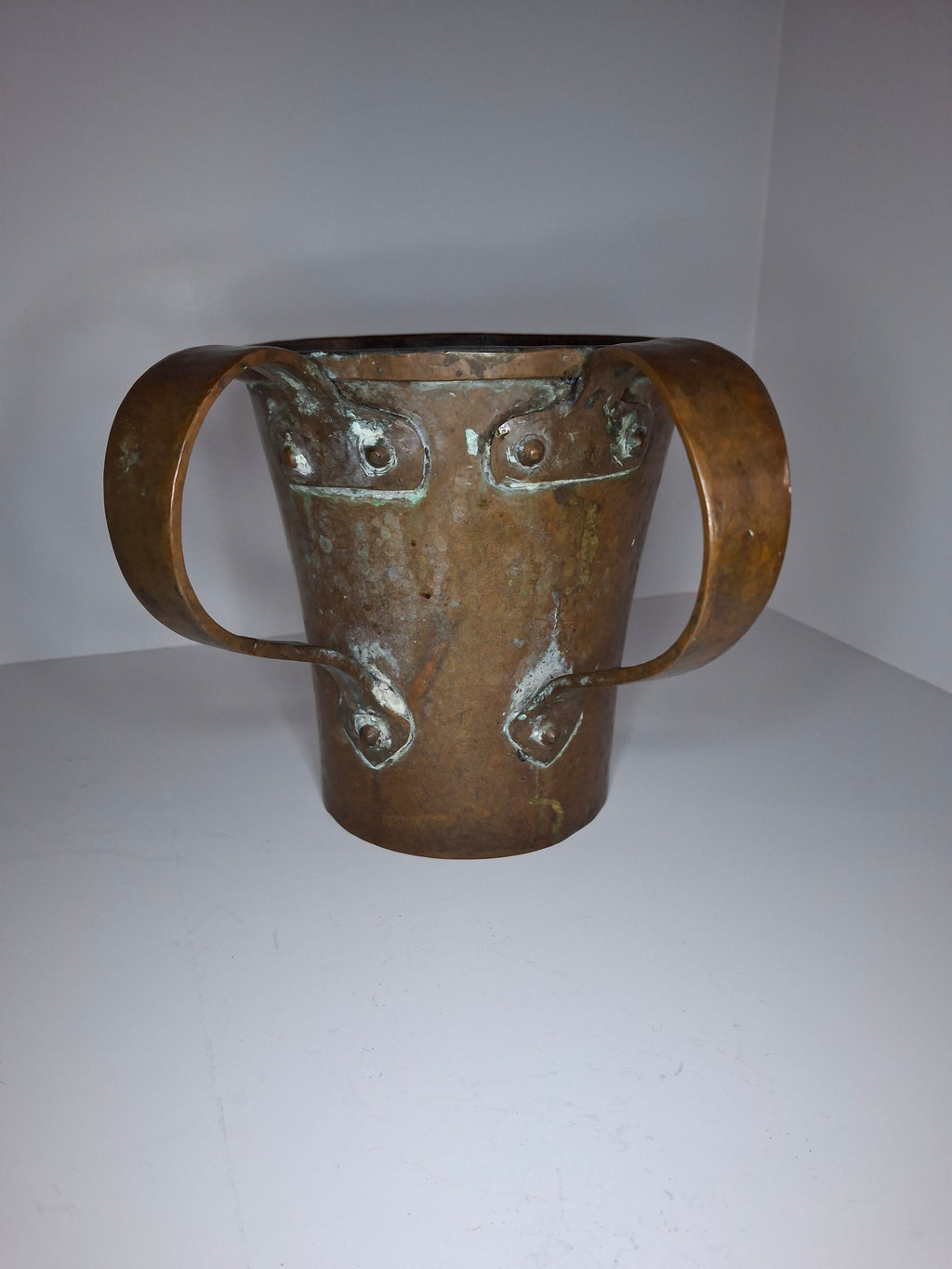 Antique 19th Century Eastern European Copper Netilat Yadayim Cup – Large Ritual Hand Washing Vessel w/ Original Patina