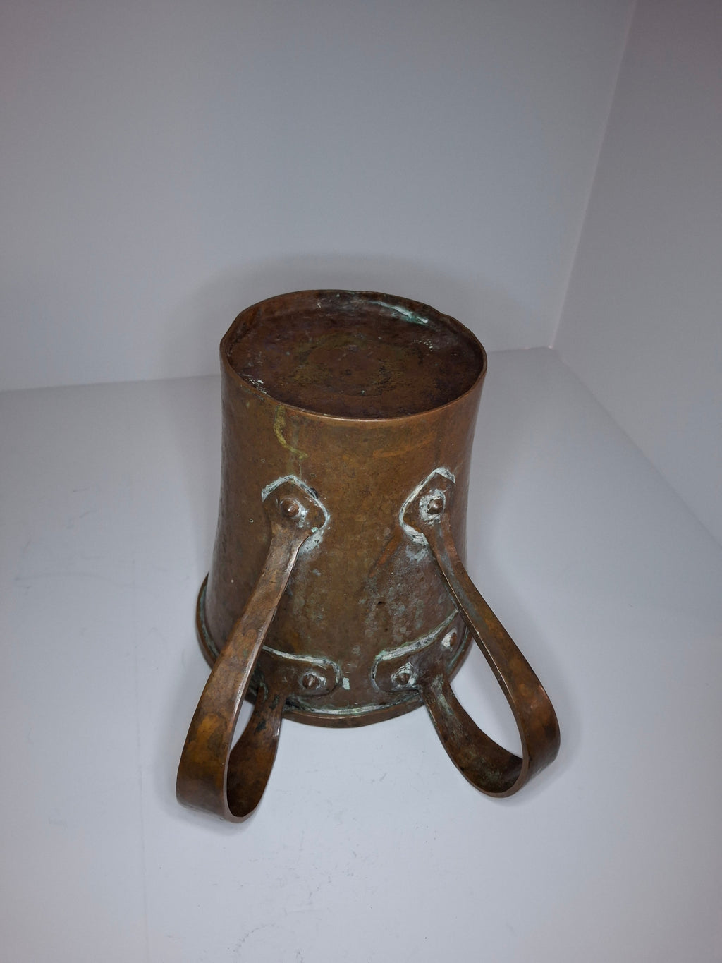 Antique 19th Century Eastern European Copper Netilat Yadayim Cup – Large Ritual Hand Washing Vessel w/ Original Patina