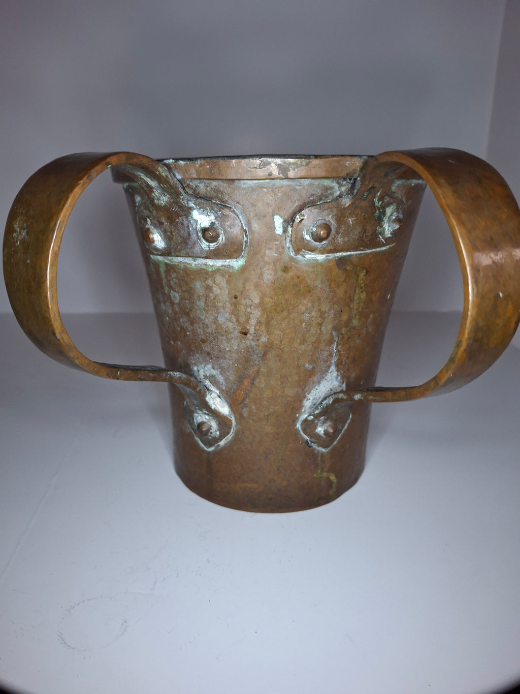 Antique 19th Century Eastern European Copper Netilat Yadayim Cup – Large Ritual Hand Washing Vessel w/ Original Patina