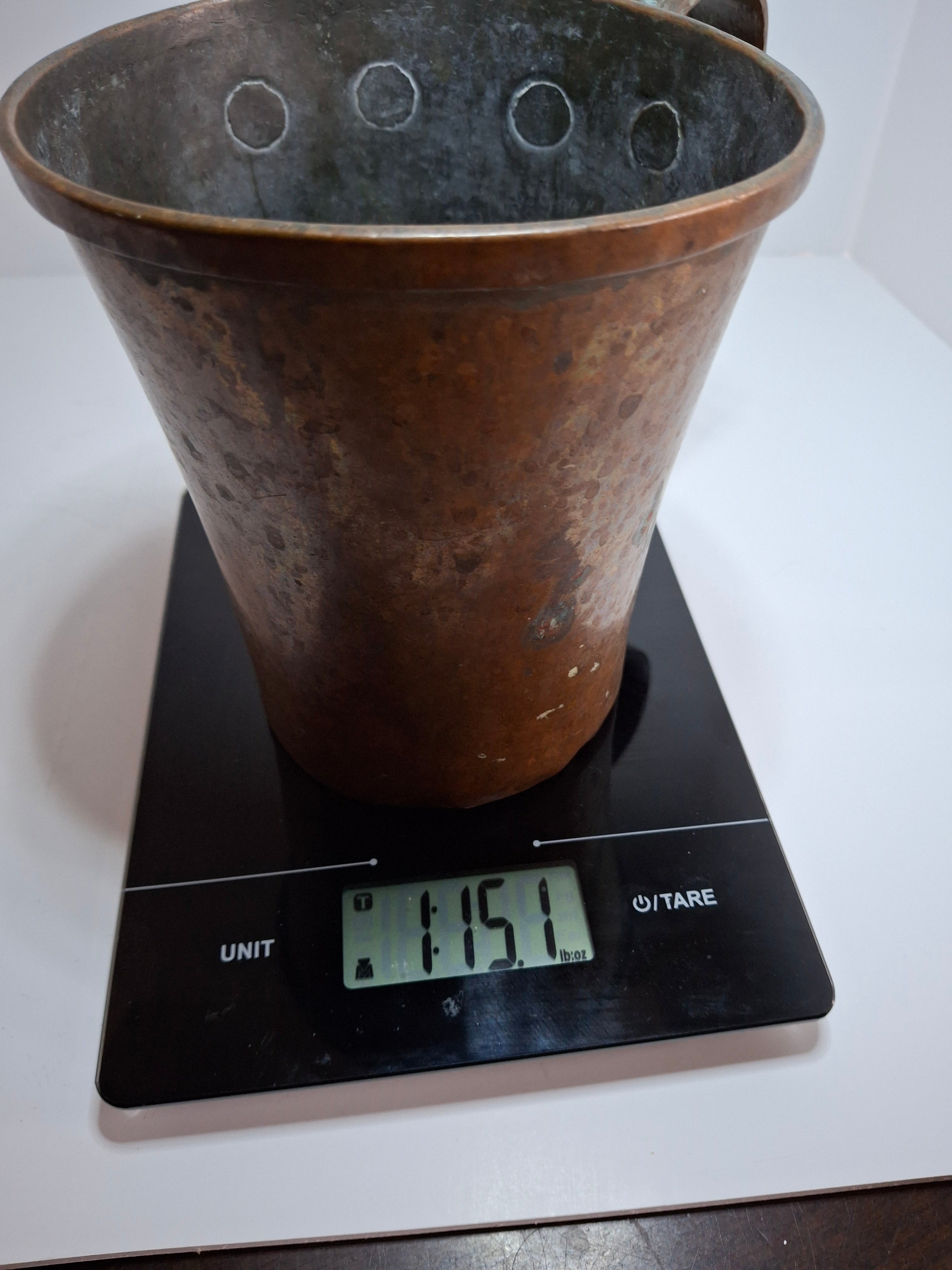 Antique 19th Century Eastern European Copper Netilat Yadayim Cup – Large Ritual Hand Washing Vessel w/ Original Patina