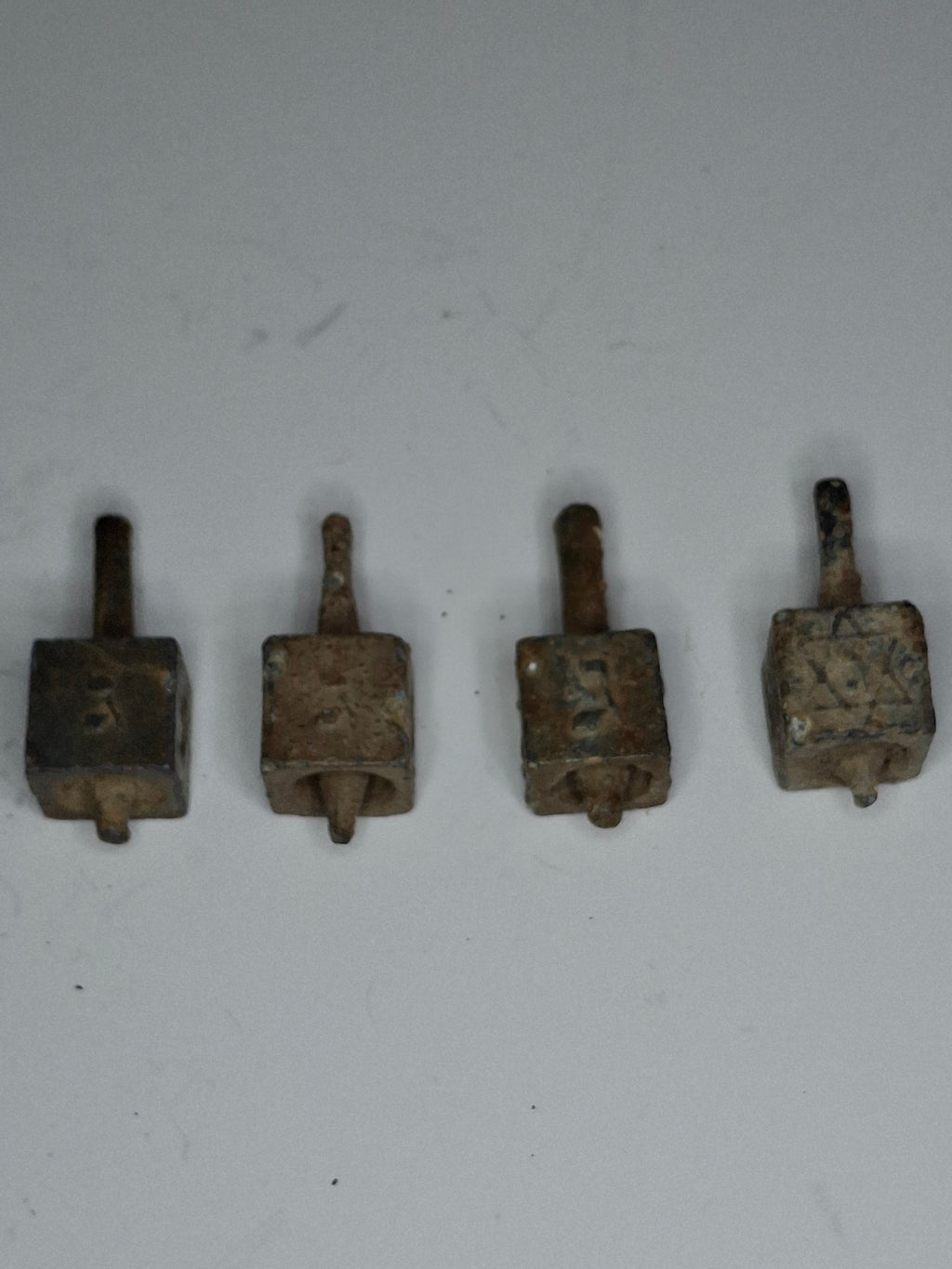 Antique Lead Dreidels Excavated from Uman, Ukraine - Late 19th/Early 20th Century Jewish Hanukkah Artifacts