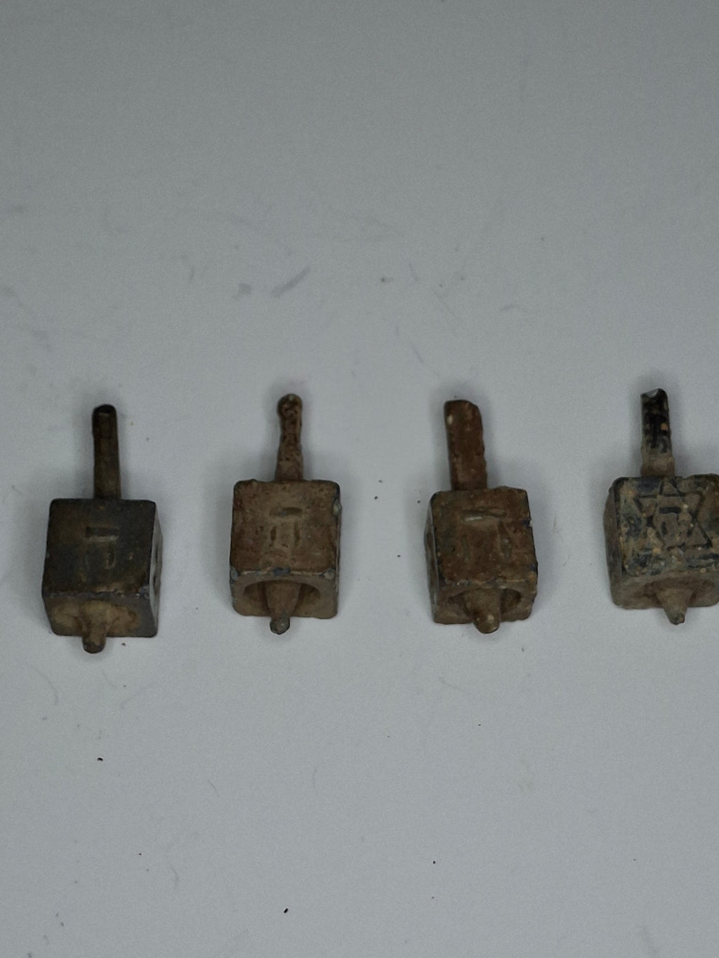 Antique Lead Dreidels Excavated from Uman, Ukraine - Late 19th/Early 20th Century Jewish Hanukkah Artifacts