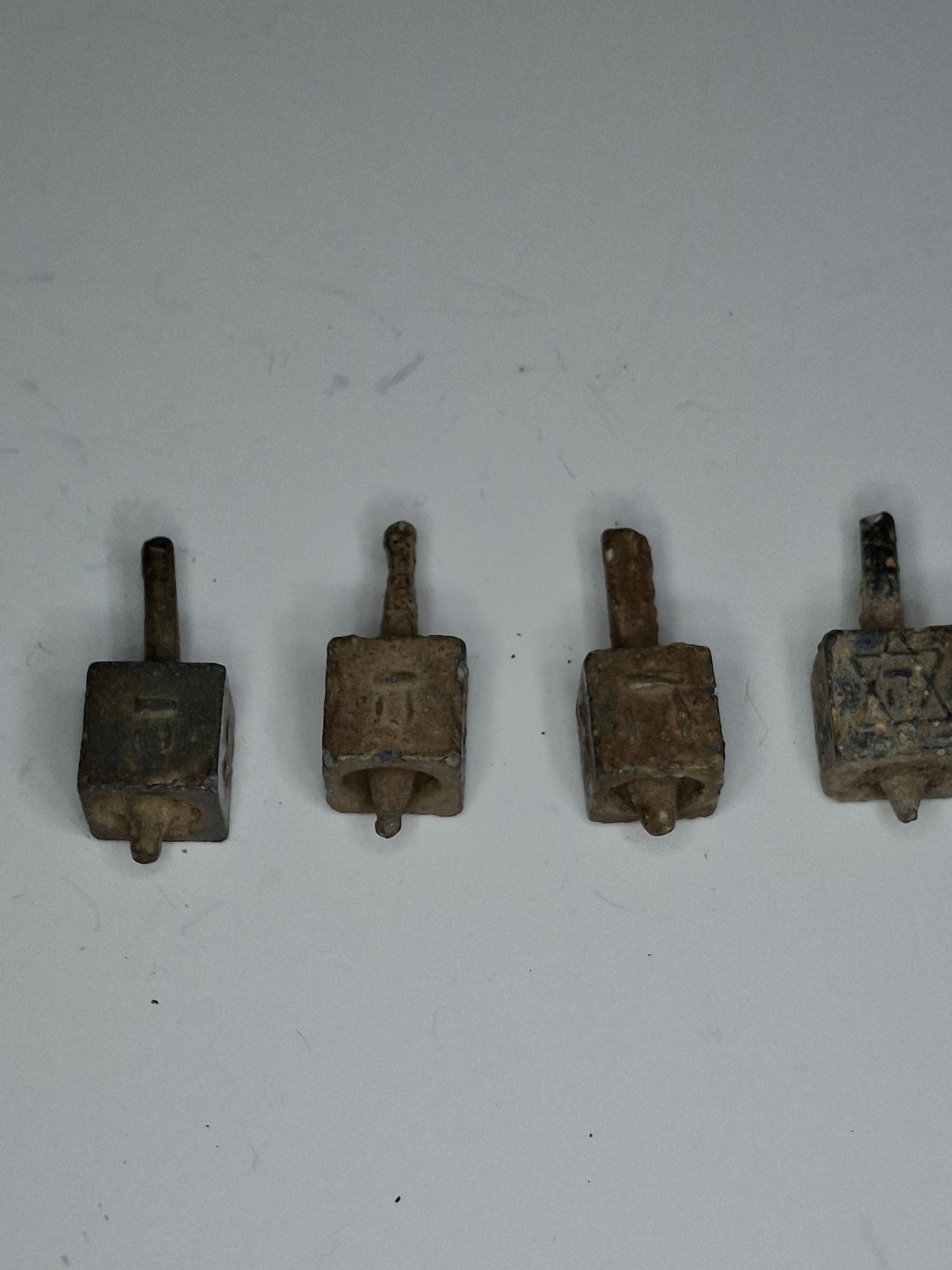 Antique Lead Dreidels Excavated from Uman, Ukraine - Late 19th/Early 20th Century Jewish Hanukkah Artifacts