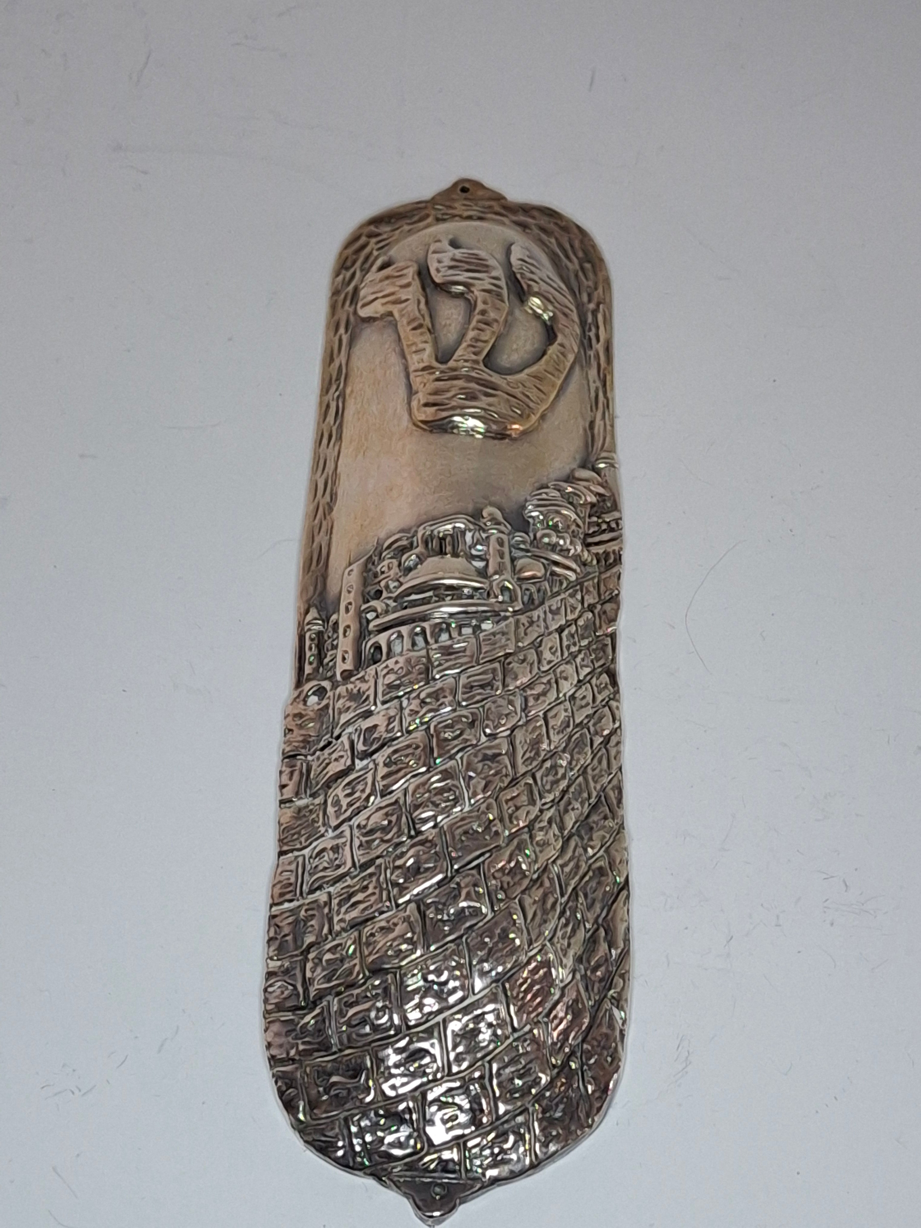 Extra Large .999 Fine Silver Mezuzah Case - 2.6 oz Pure Silver Judaica, Western Wall, Kotel Signed