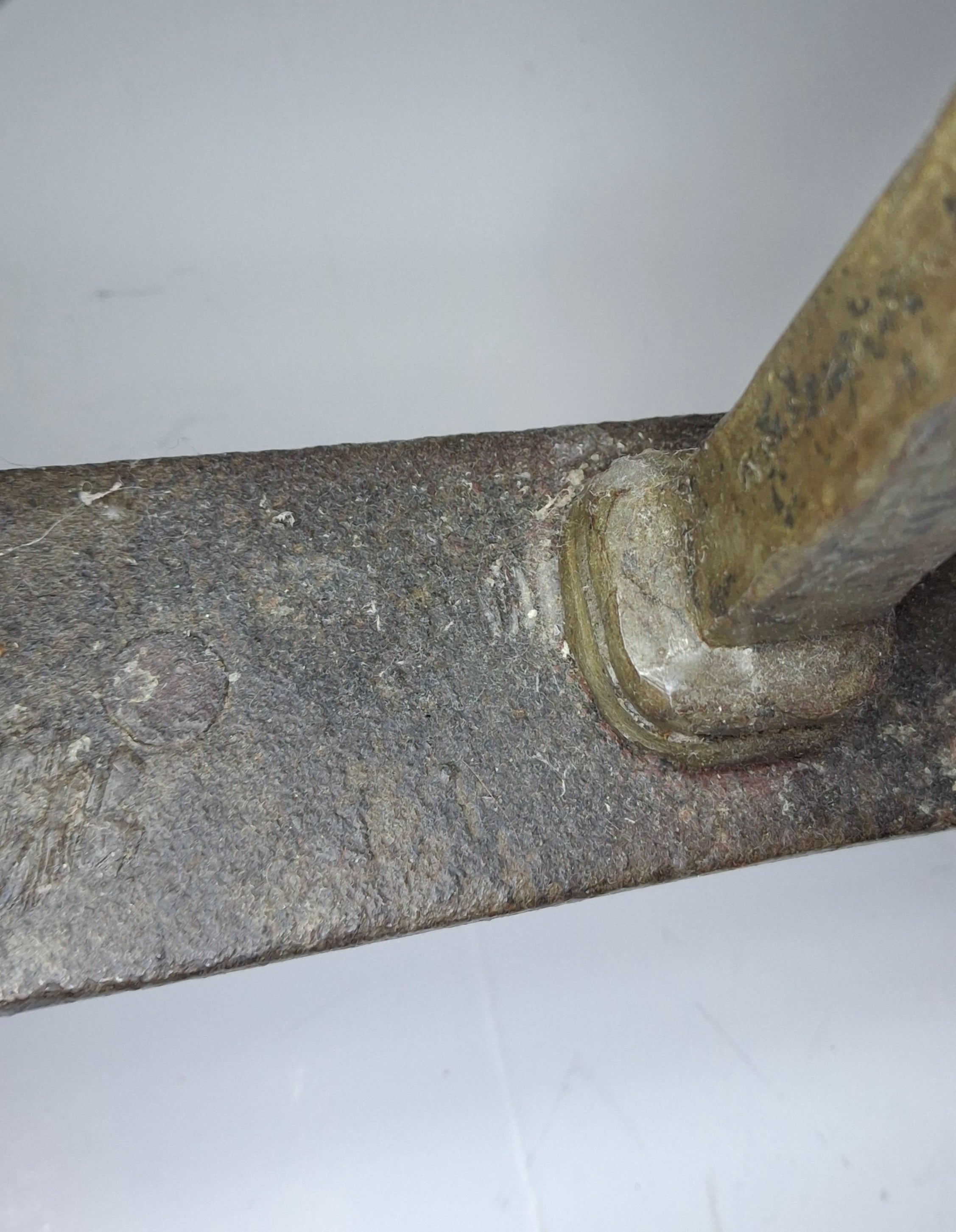 Massive Sized Rare Circa 1680 European Hand-Wrought Iron 7-Branch Temple Menorah, Primitive Cone-Shaped Holders, Antique Judaica Candelabra