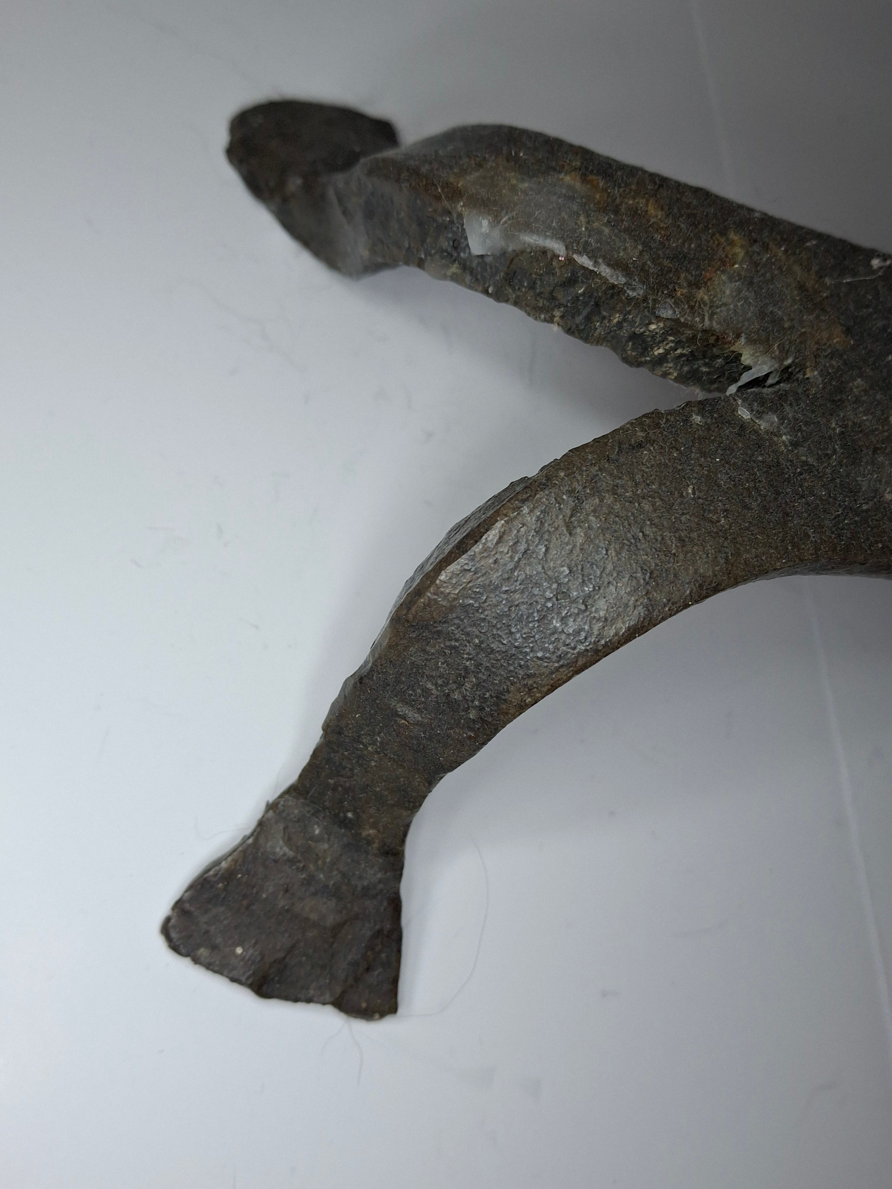 Massive Sized Rare Circa 1680 European Hand-Wrought Iron 7-Branch Temple Menorah, Primitive Cone-Shaped Holders, Antique Judaica Candelabra