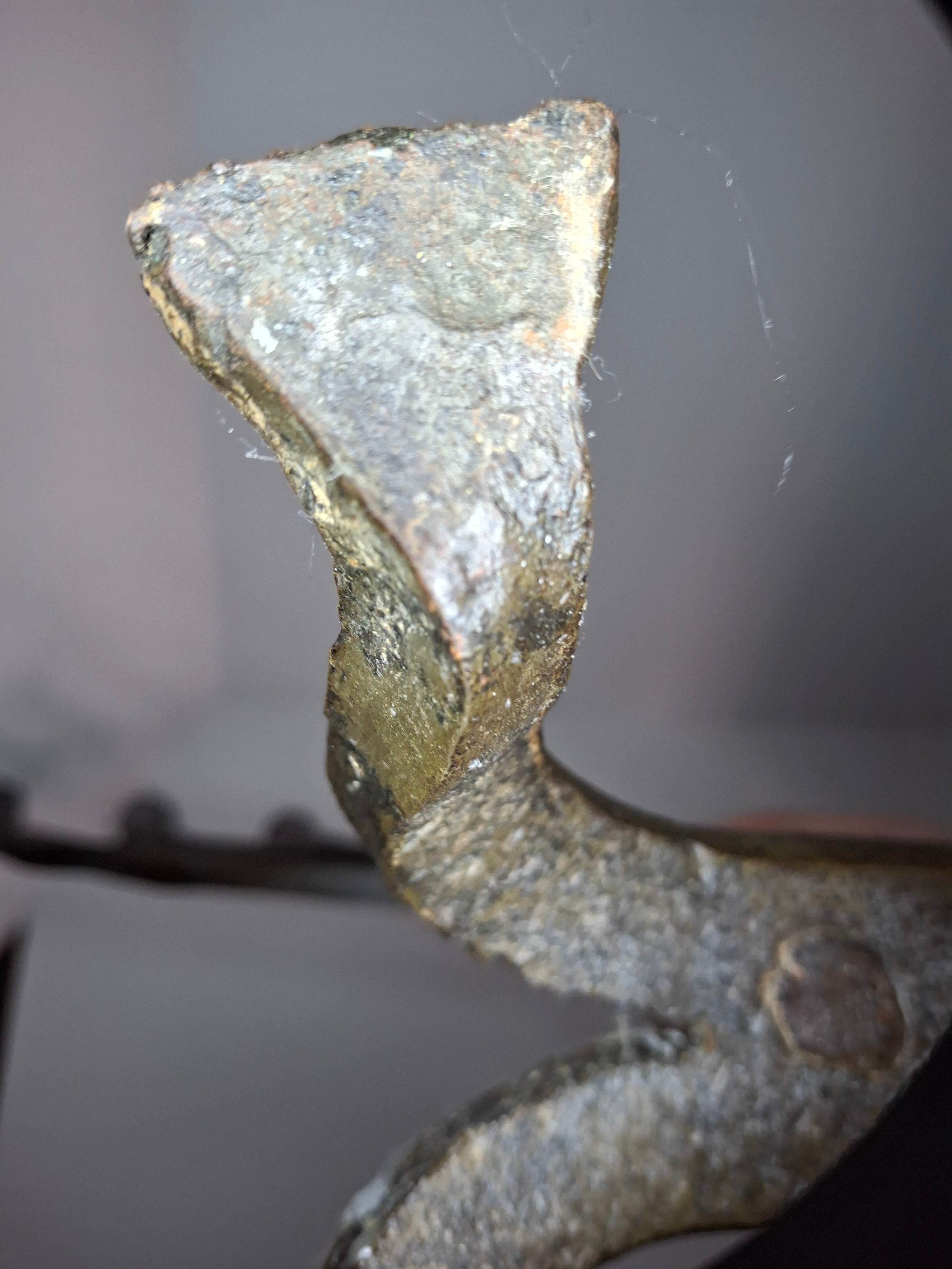 Massive Sized Rare Circa 1680 European Hand-Wrought Iron 7-Branch Temple Menorah, Primitive Cone-Shaped Holders, Antique Judaica Candelabra