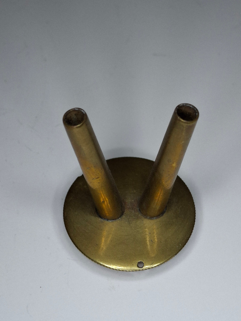 Antique Victorian Brass & Glass Duplex Oil Lamp w/ Heavy Bronze Base c.1880-1900