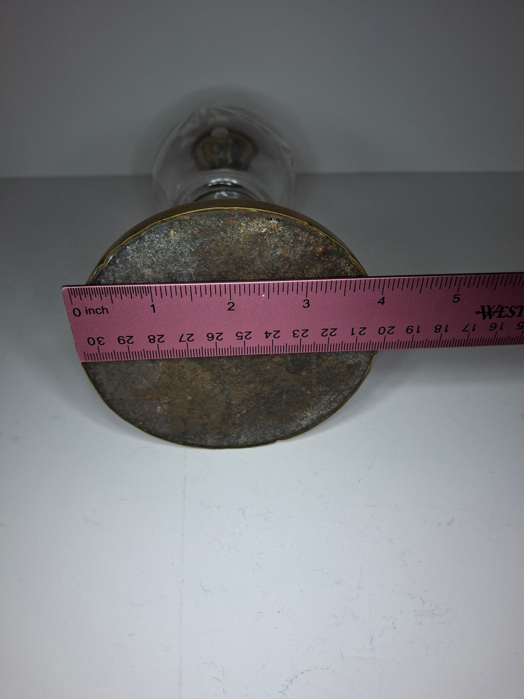 Antique Mid-19th Century Brass & Etched Glass Double Burner Whale Oil Lamp with Bronze Base - 1850s-1870s