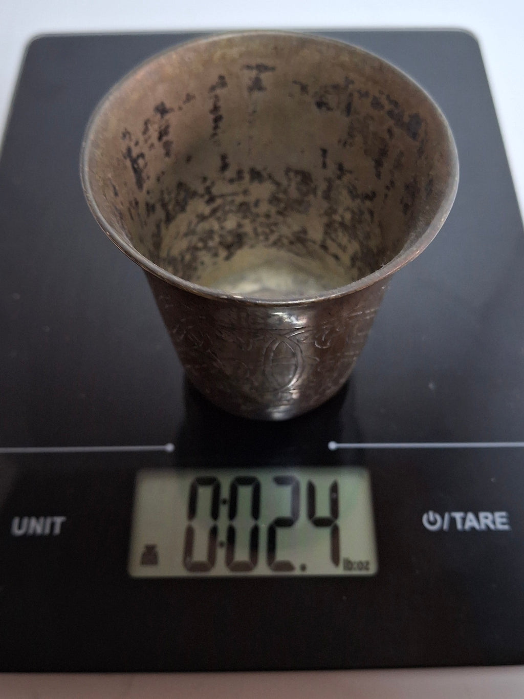 Antique German 12 Loth Silver Engraved Kiddush Cup Beaker - c. 1860