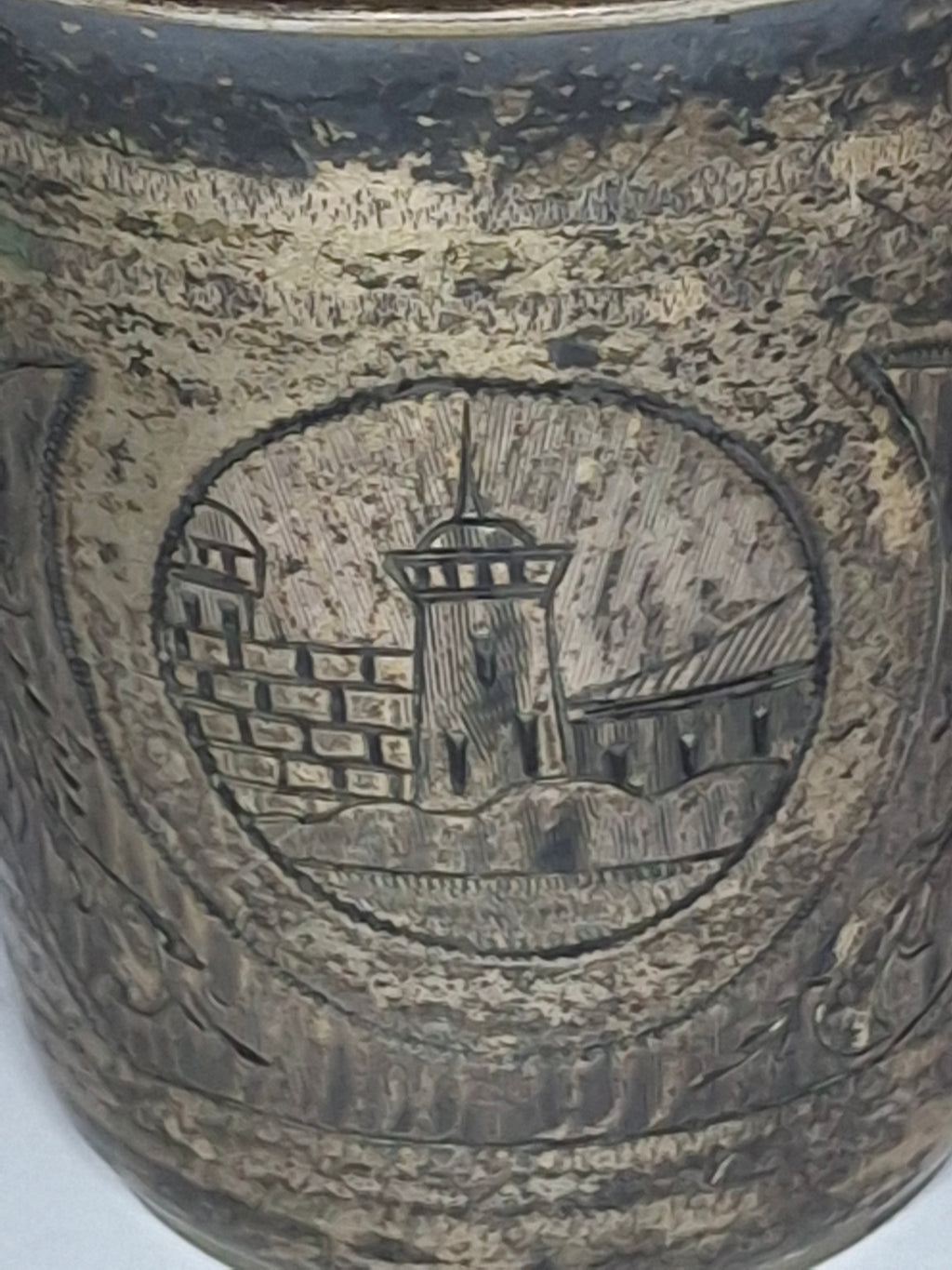 Antique Russian Imperial 84 Silver Kiddush Cup - 2.3 oz, Engraved Tower of David Jerusalem Motif, Hallmarked 1879 Moscow, Judaica