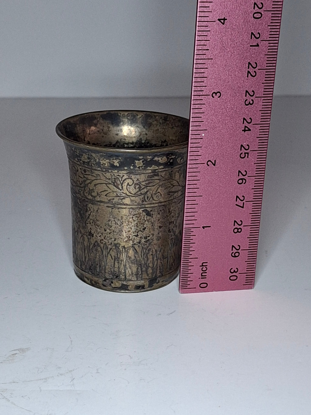 Antique 1821 European Silver Kiddush Cup Beaker - 12 Loth Hallmarked, Floral