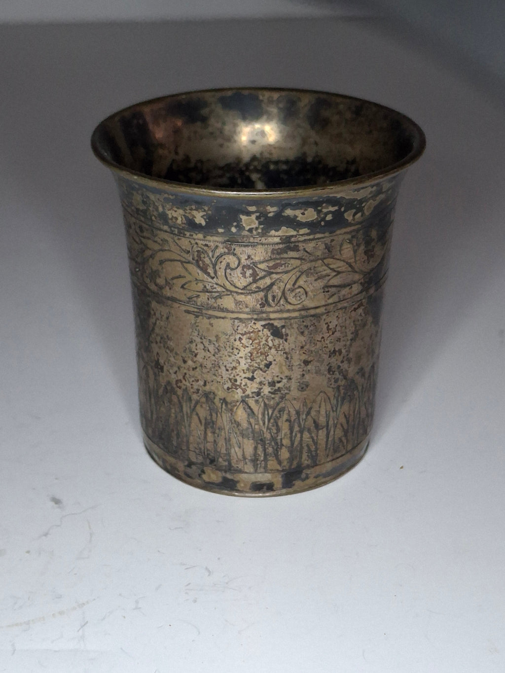 Antique 1821 European Silver Kiddush Cup Beaker - 12 Loth Hallmarked, Floral
