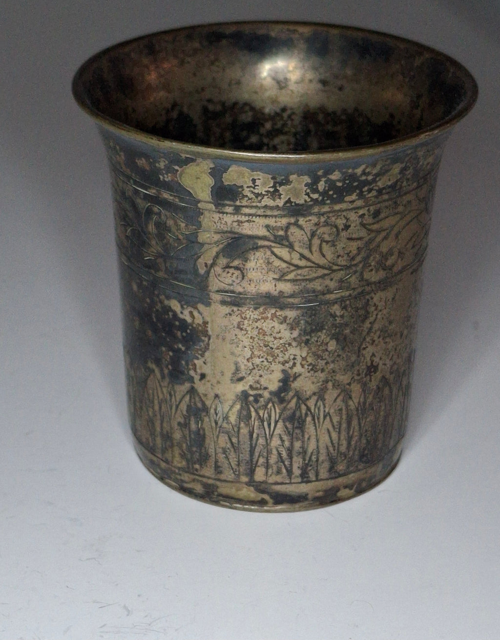 Antique 1821 European Silver Kiddush Cup Beaker - 12 Loth Hallmarked, Floral