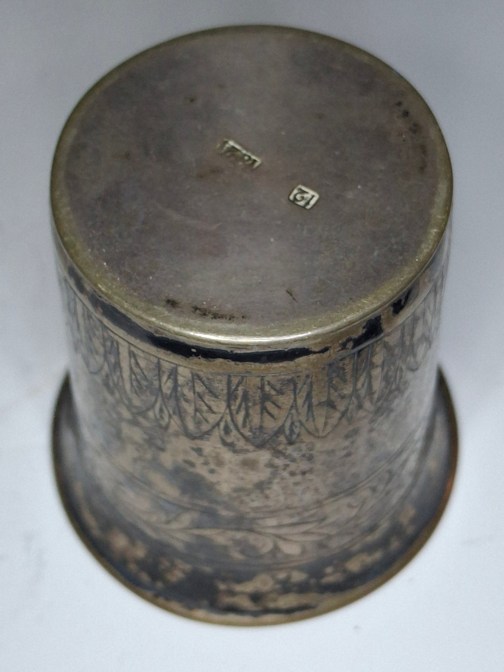 Antique 1821 European Silver Kiddush Cup Beaker - 12 Loth Hallmarked, Floral