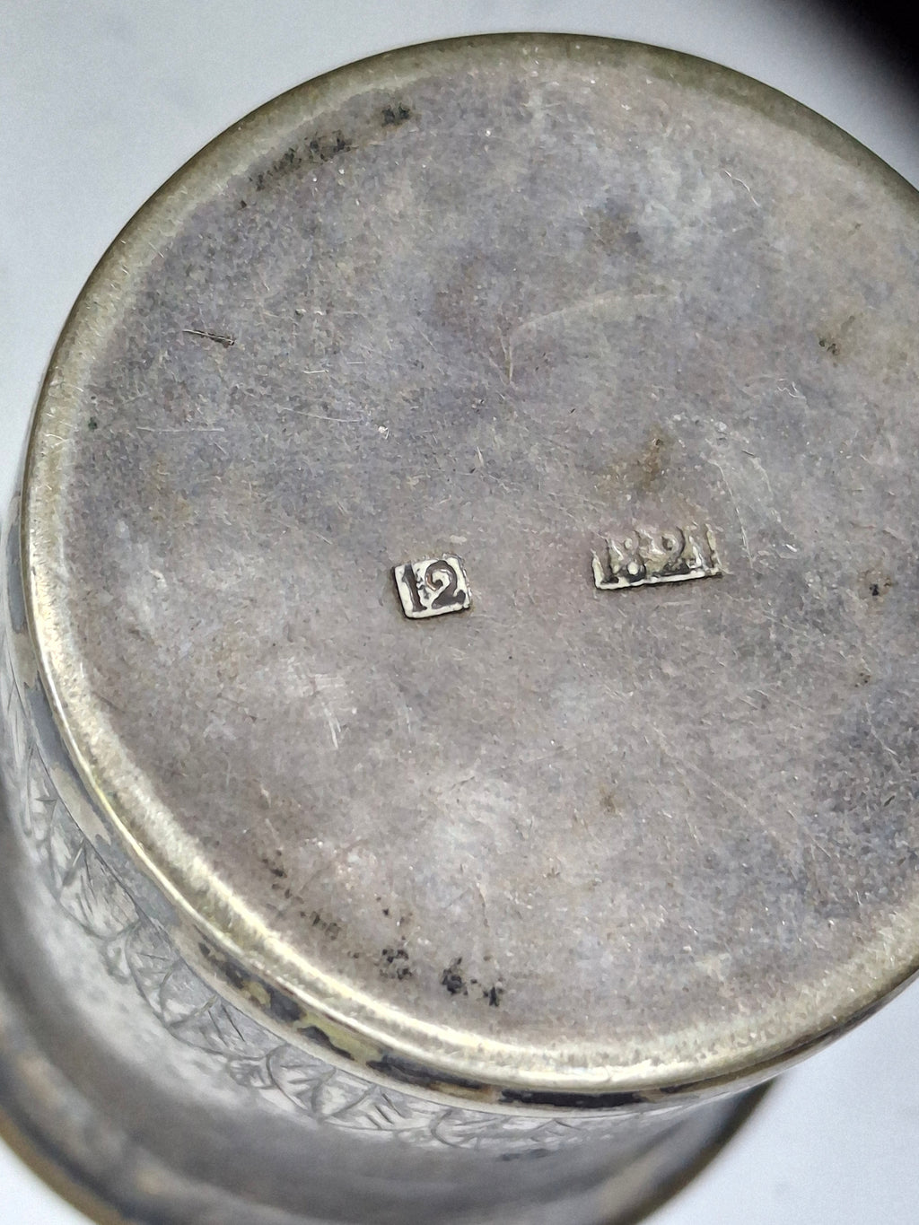 Antique 1821 European Silver Kiddush Cup Beaker - 12 Loth Hallmarked, Floral