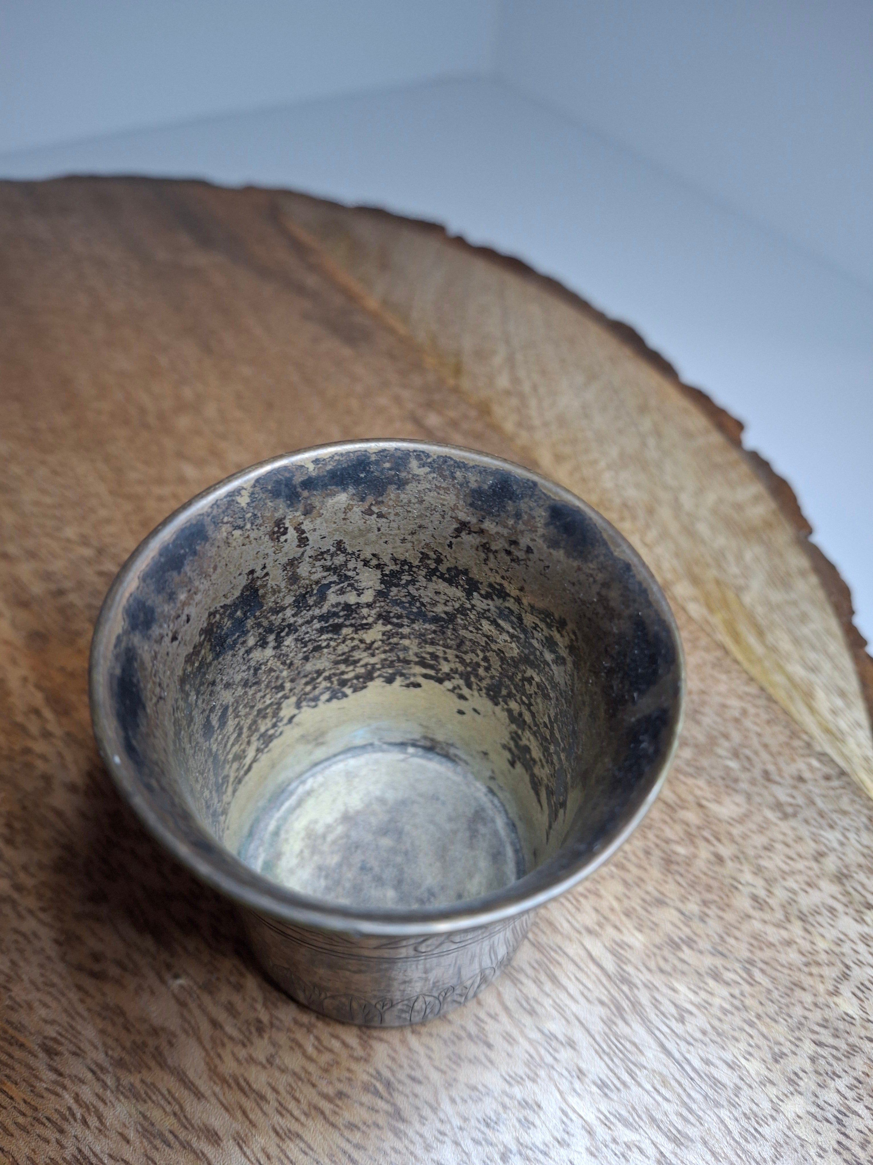 Antique 1821 European Silver Kiddush Cup Beaker - 12 Loth Hallmarked, Floral